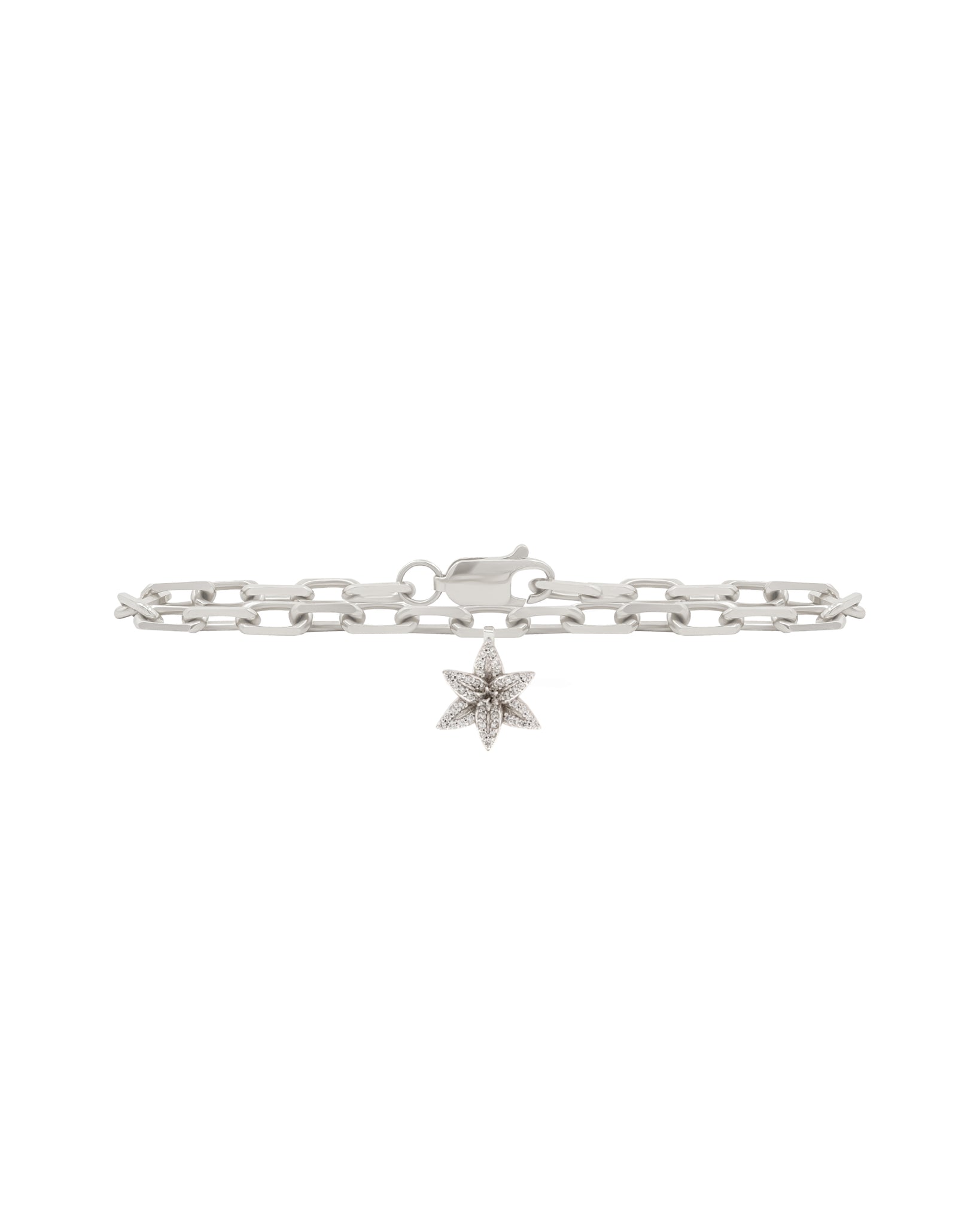 FLORA Pave Diamond Lily Charm Bracelet - 18k