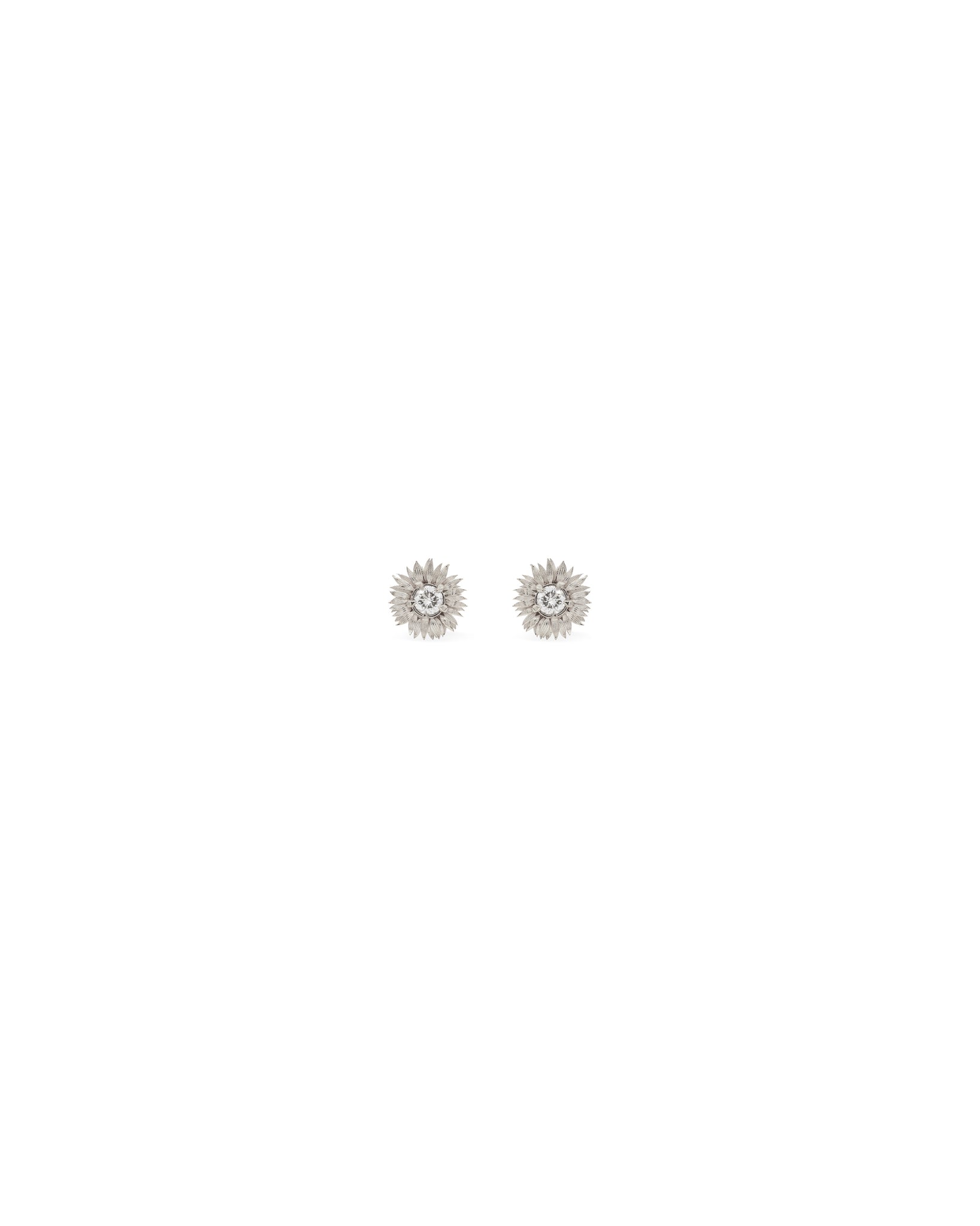 FLORA 14K White Diamond Sunflower Earrings - White Gold