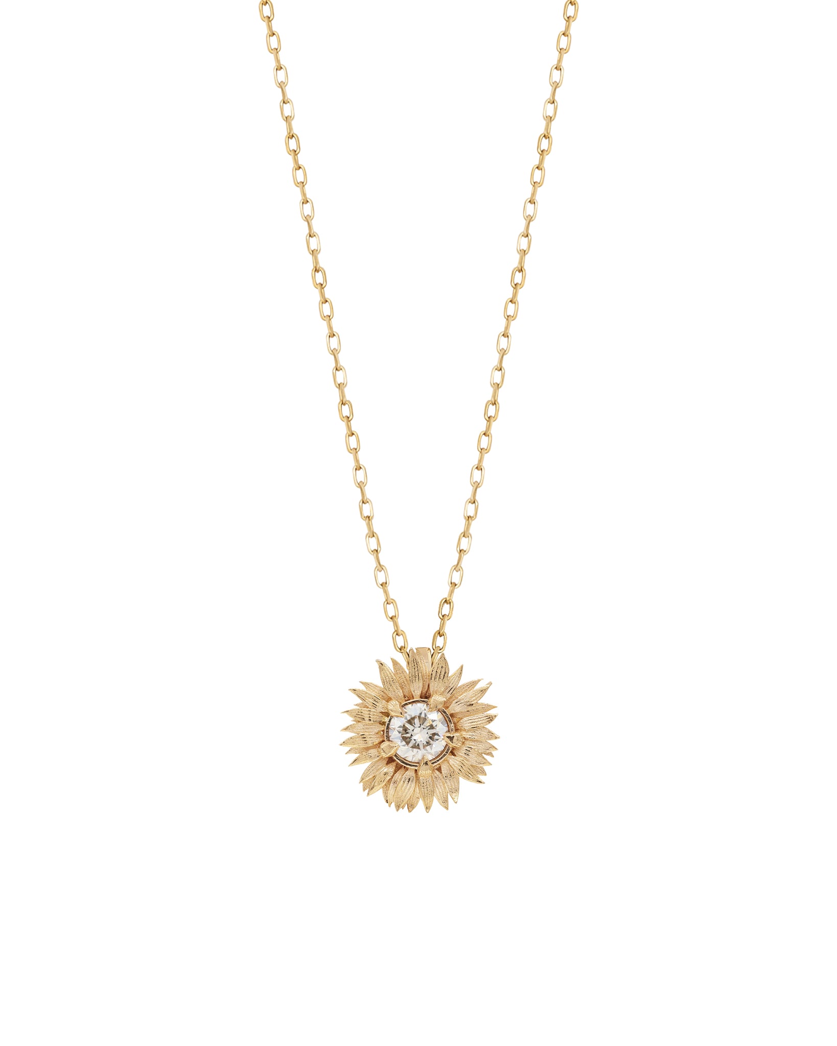 MAXI FLORA Sunflower Diamond Charm Necklace