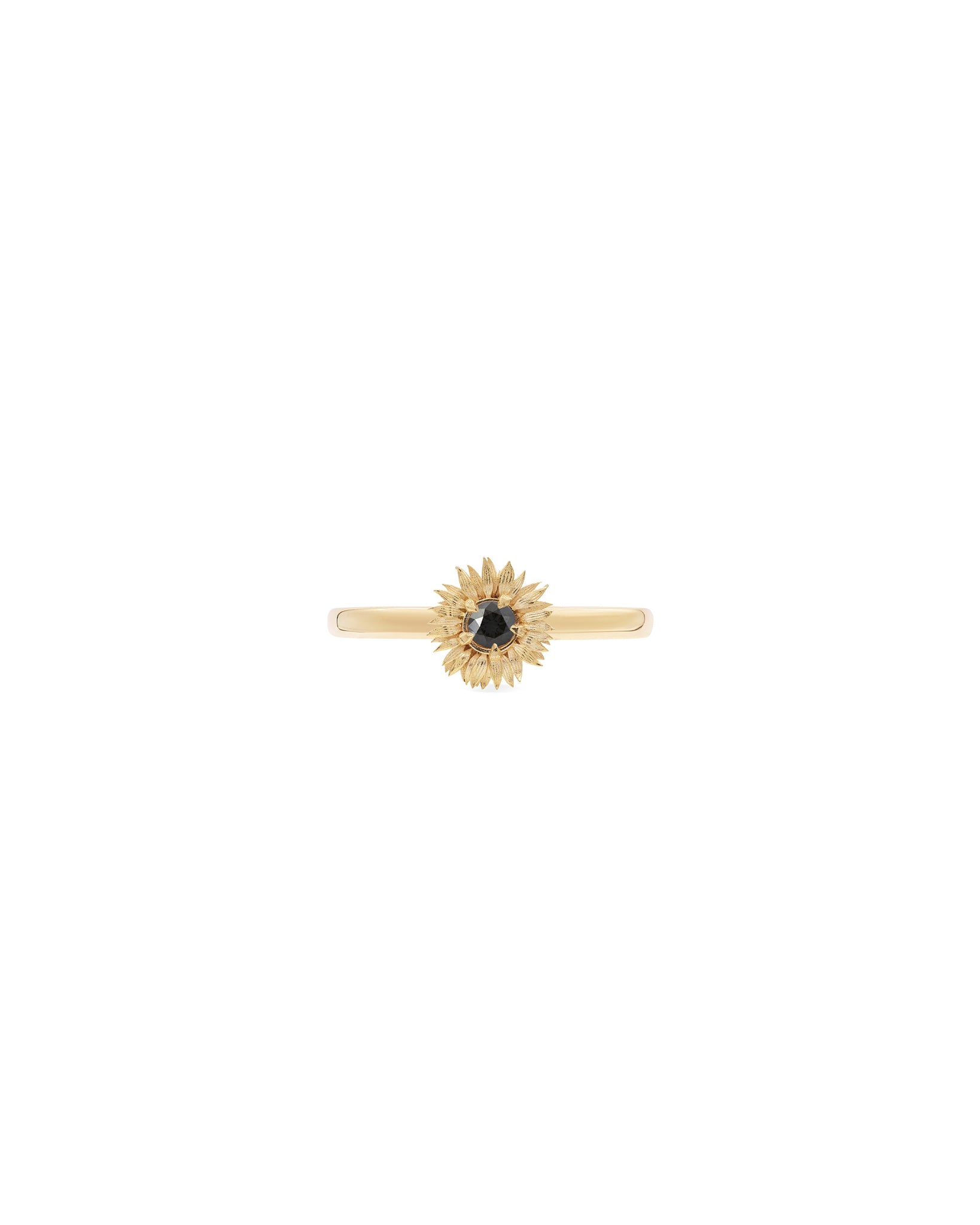 FLORA 14k Black Diamond Sunflower Ring
