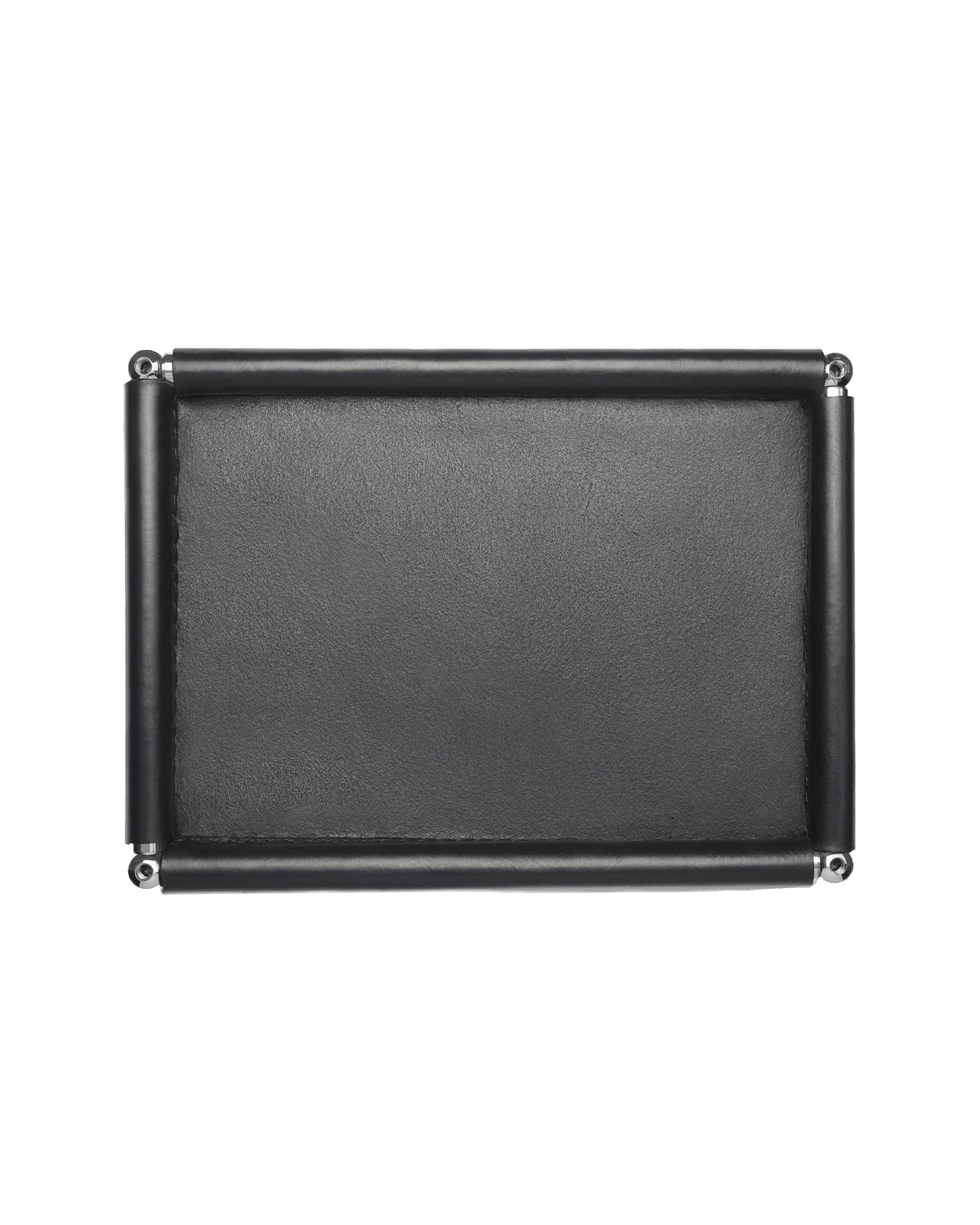 Genuine Black Leather Valet Tray with USM Modular Furniture Components - Large