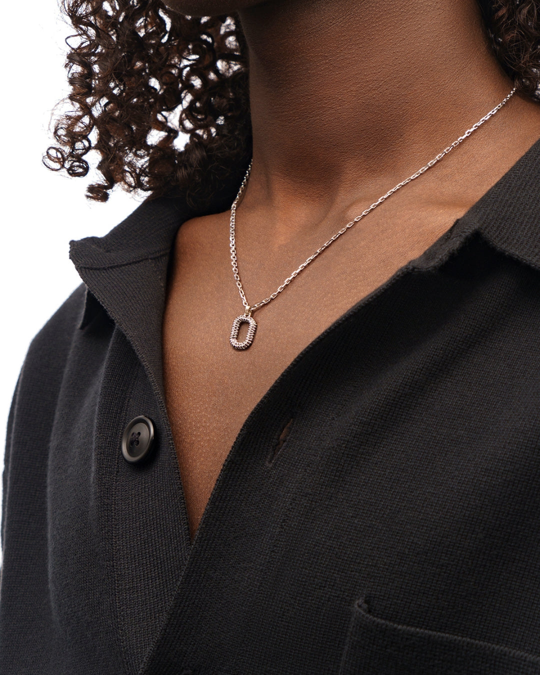Mirror Logo Pavé Black Diamond Necklace