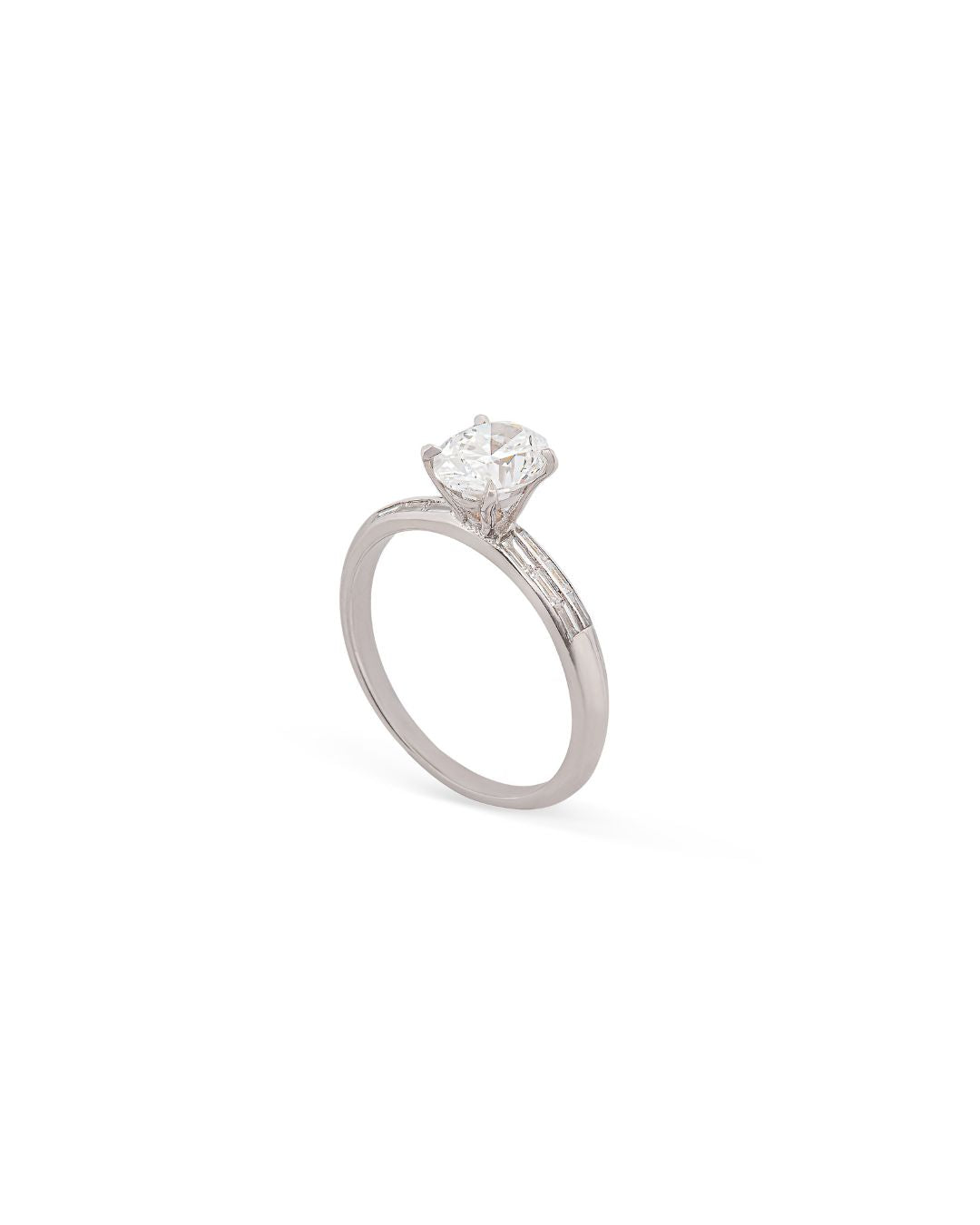 Custom White Diamond Engagement Ring with Oval Center Stone