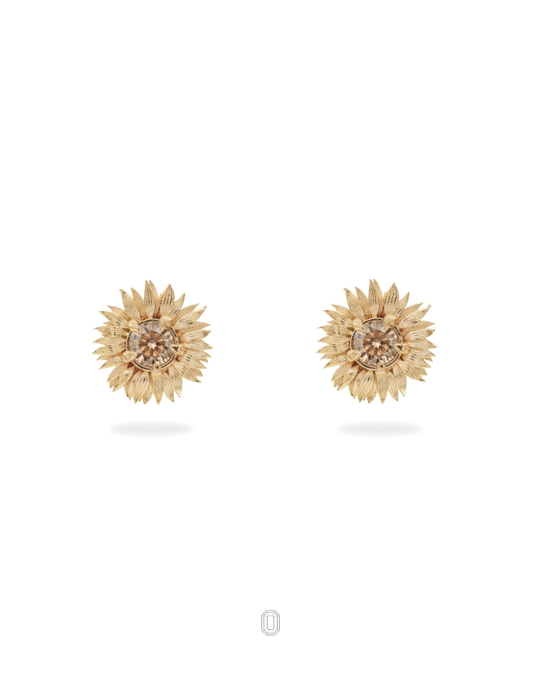 Flora Maxi Sunflower Brown Diamond Stud Earrings