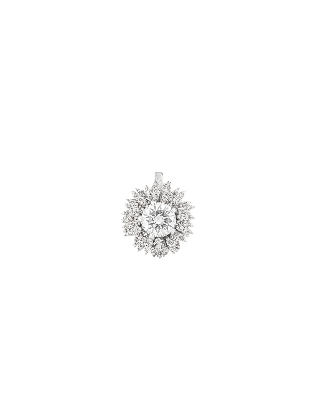 Flora Maxi Sunflower Pavé Diamond White Gold Necklace