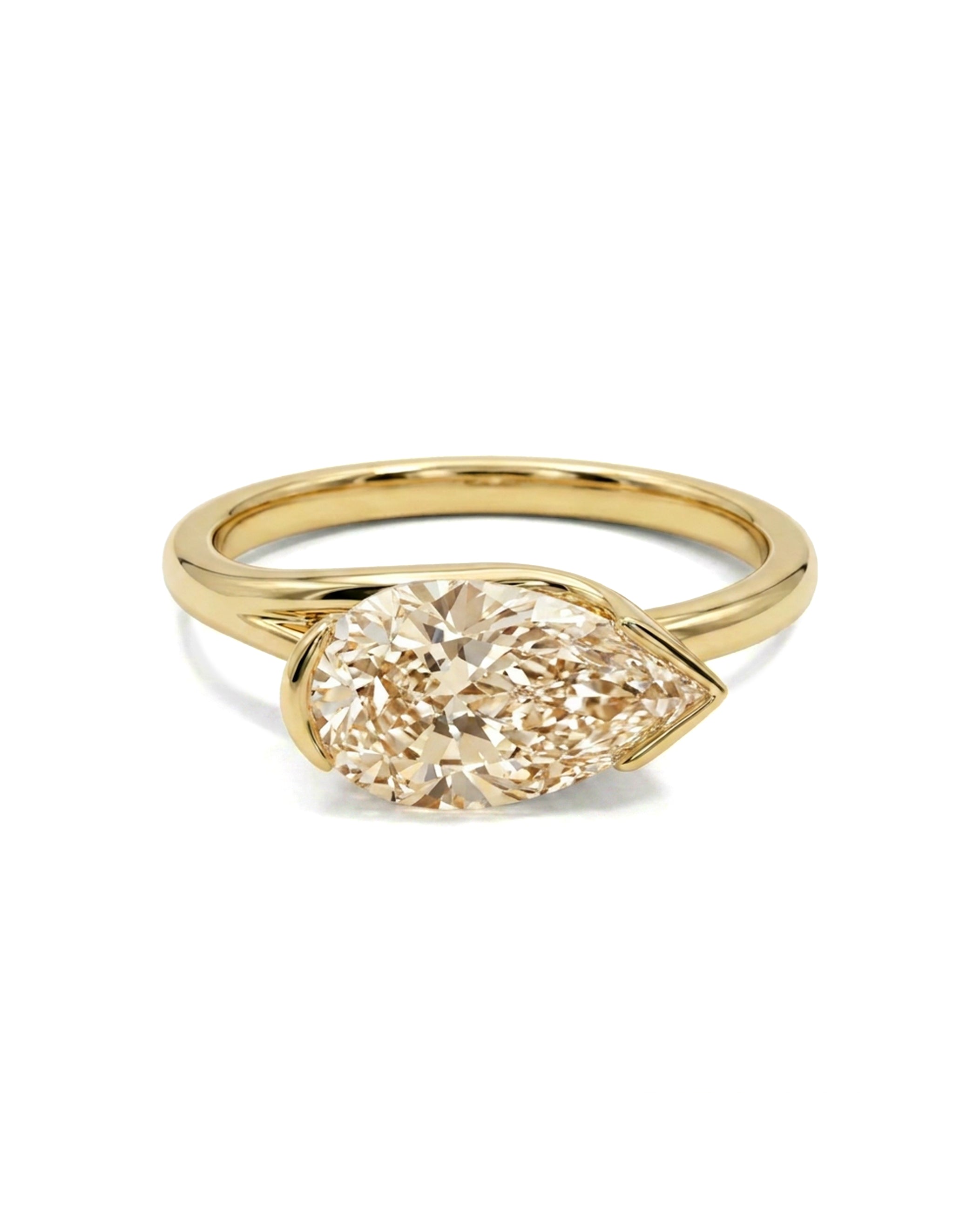 Mirage Desert Pear Champagne Diamond Engagement Ring in 18k Yellow Gold