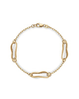 Gold chain bracelet on a white background