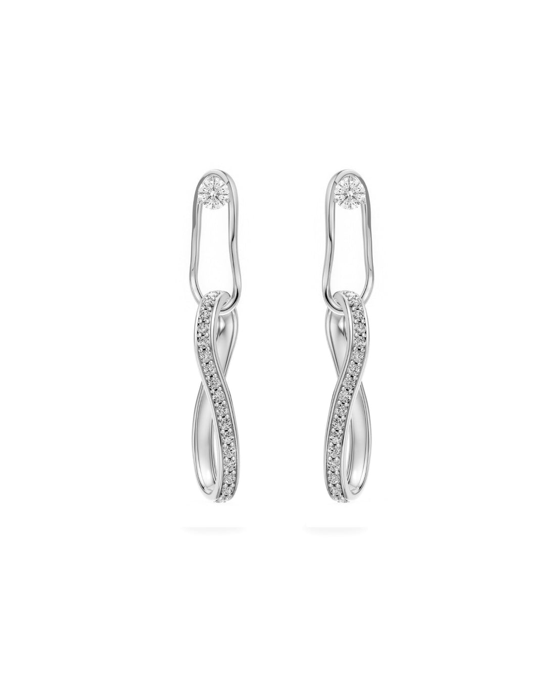 Crushed Link Pavé Diamond Drop Earrings