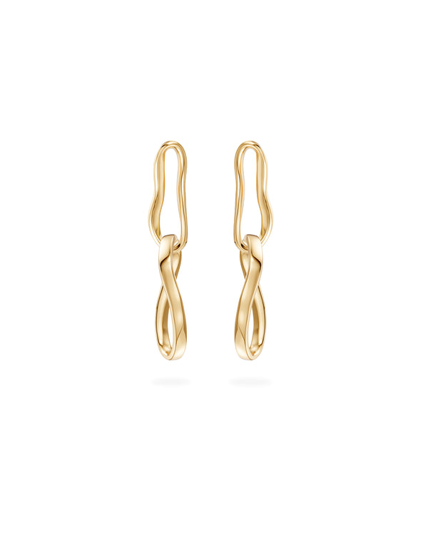 Crushed Nano Link Gold Drop Earrings
