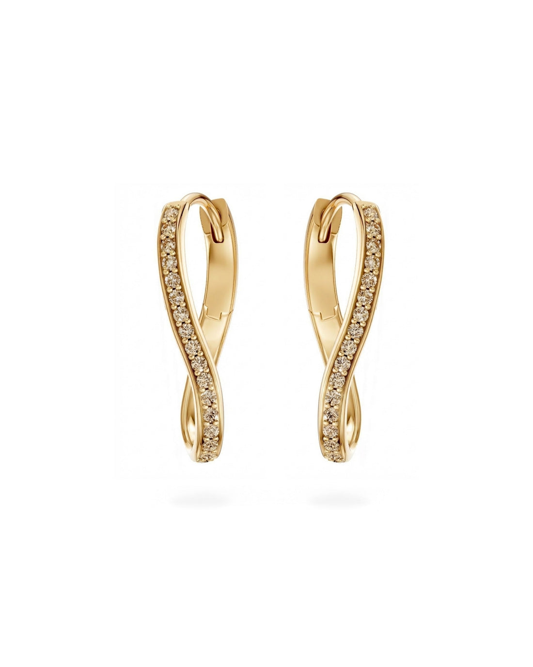 Crushed Macro A Link Pavé Diamond Hoop Earrings