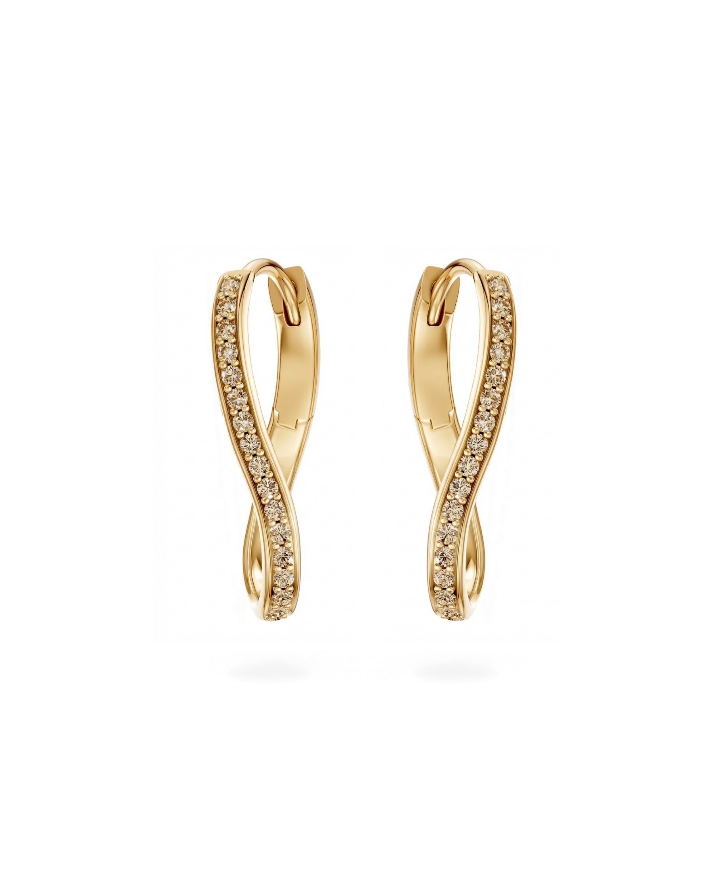 Crushed Macro A Link Pavé Diamond Hoop Earrings