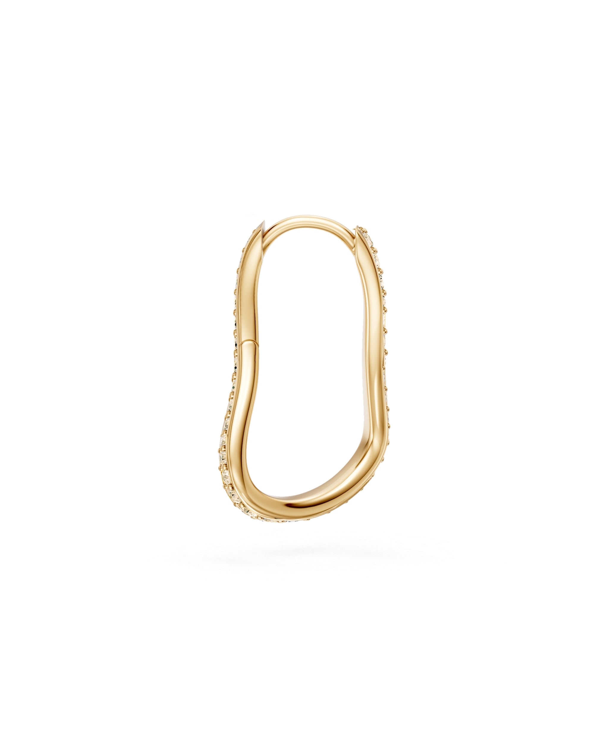 Crushed Macro A Link Pavé Diamond Hoop Earrings