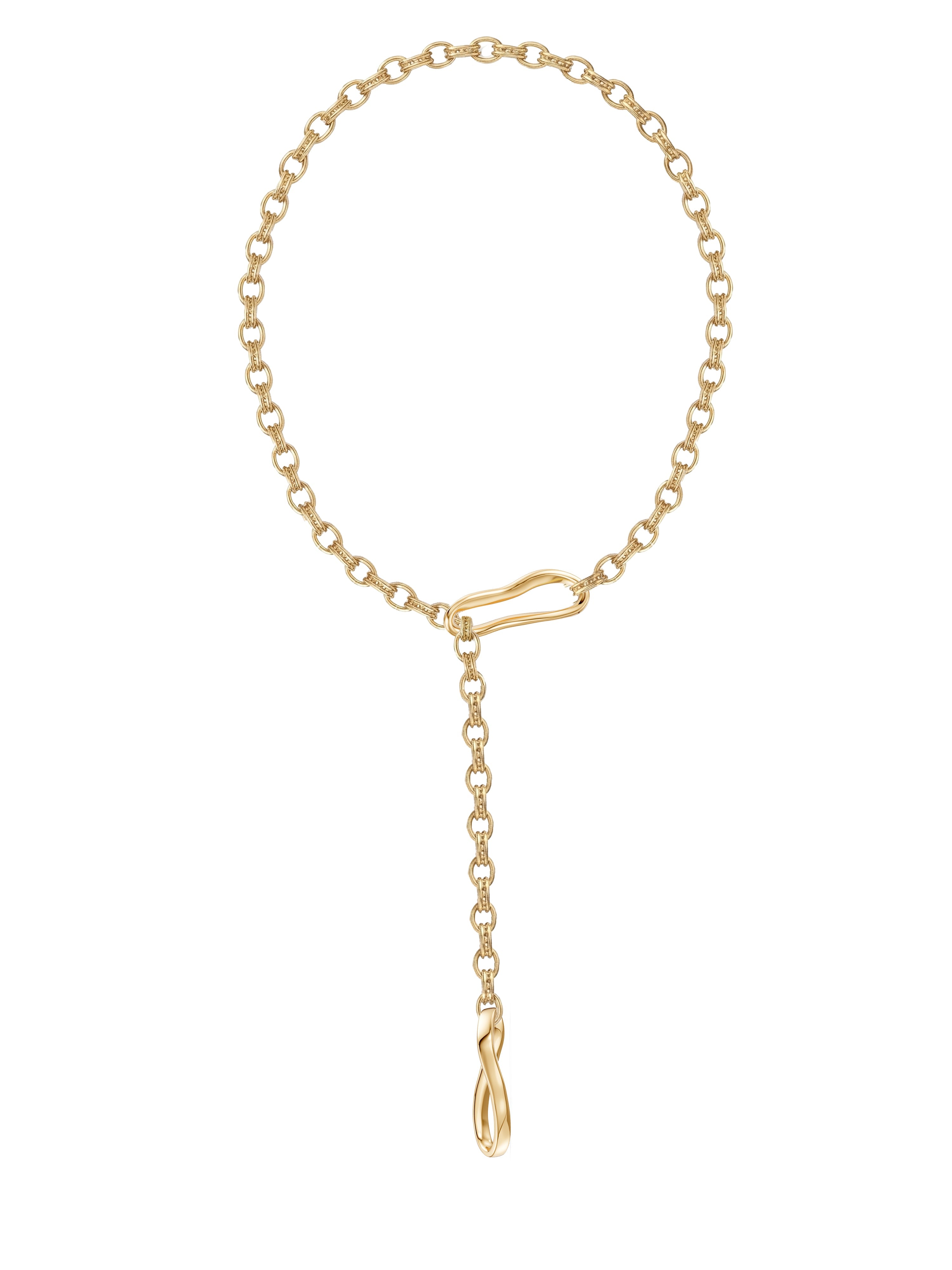 Crushed Link Lariat Necklace