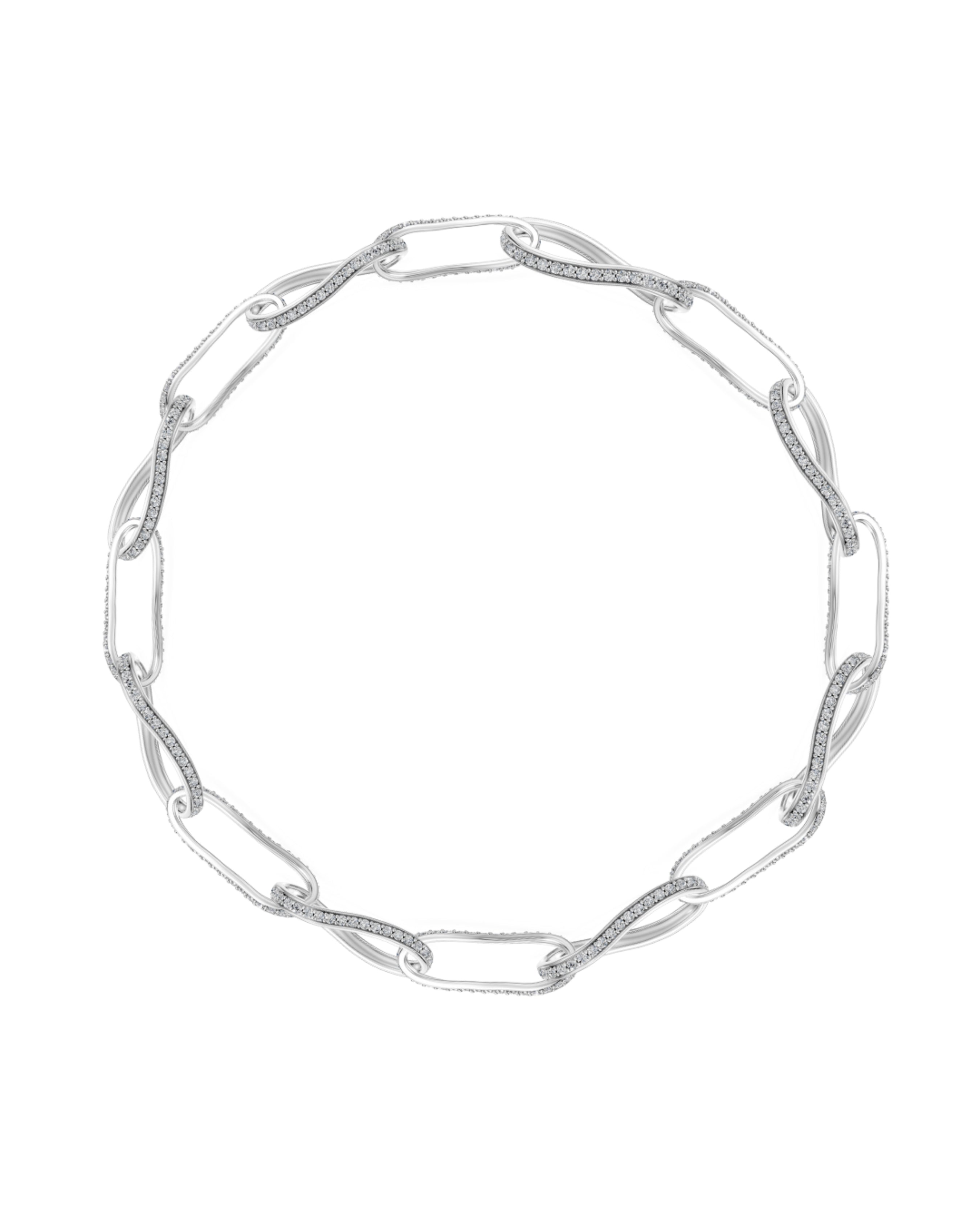 Crushed Macro Pavé Diamond Link Necklace
