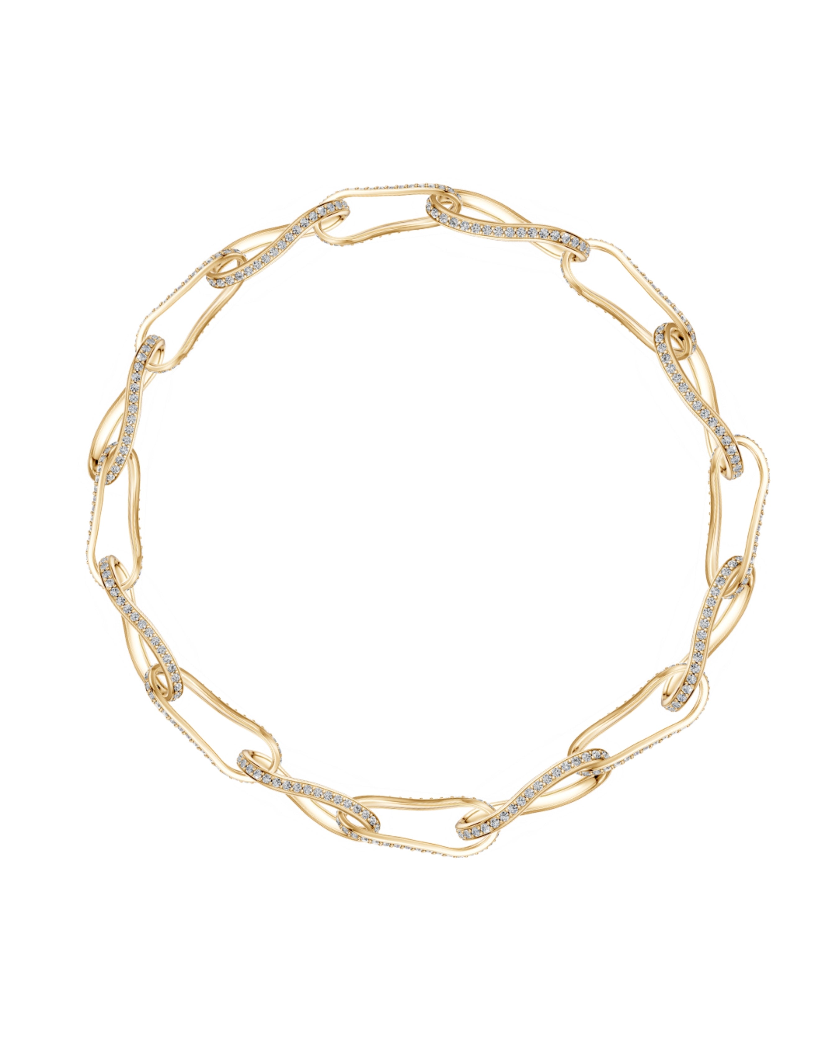 Crushed Macro Pavé Diamond Link Necklace