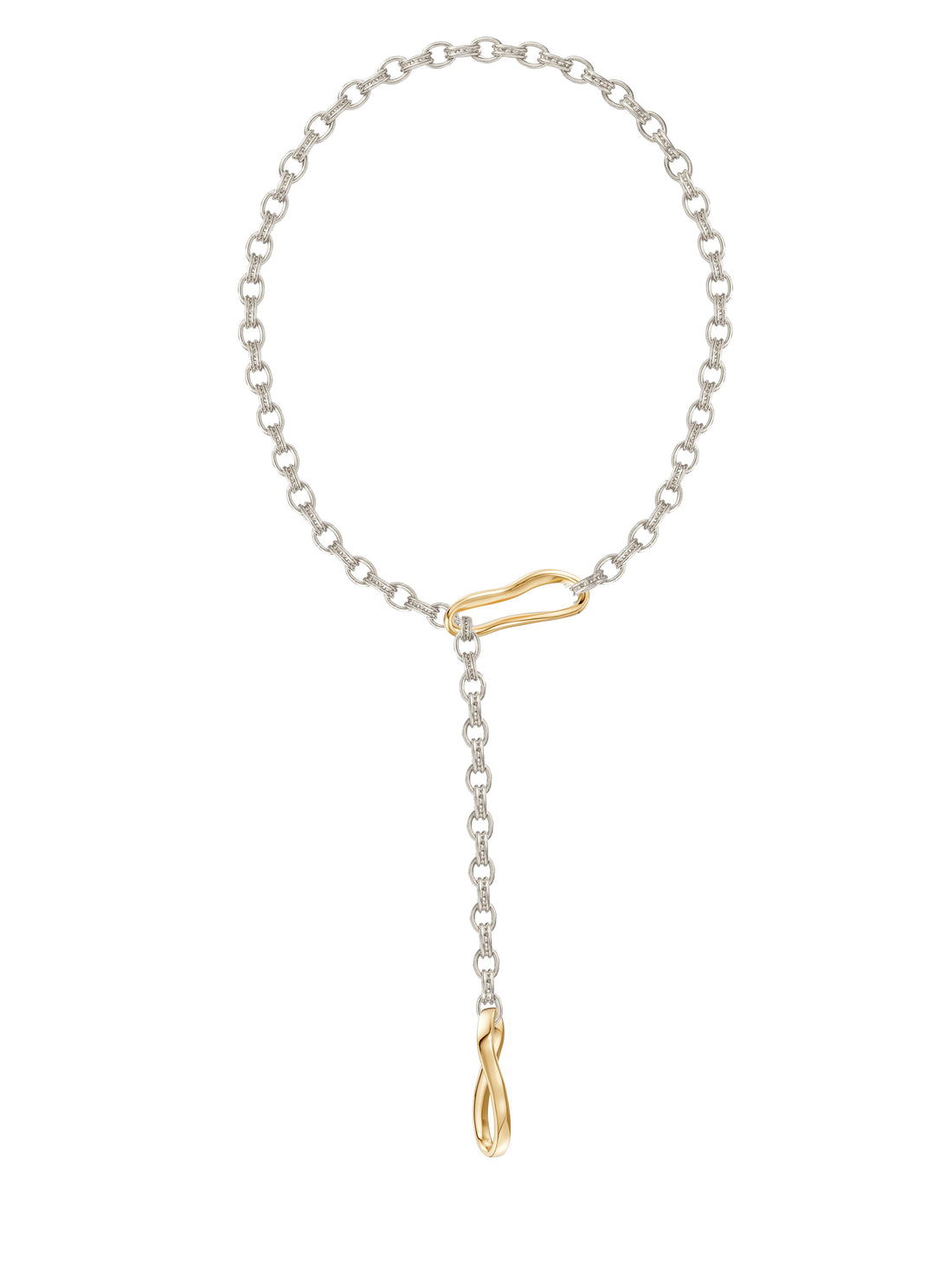 Crushed Link Lariat Necklace