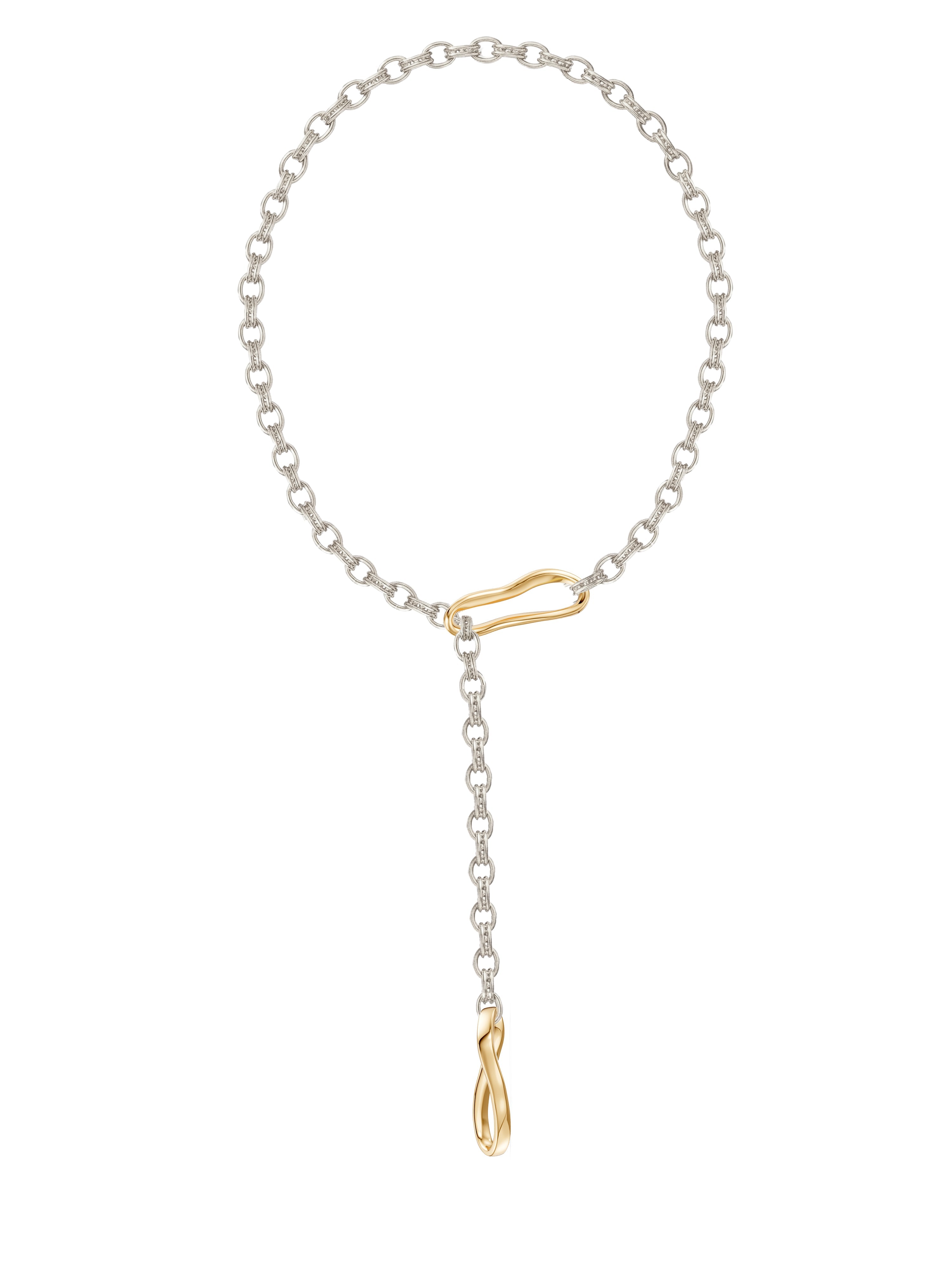 Crushed Link Lariat Necklace