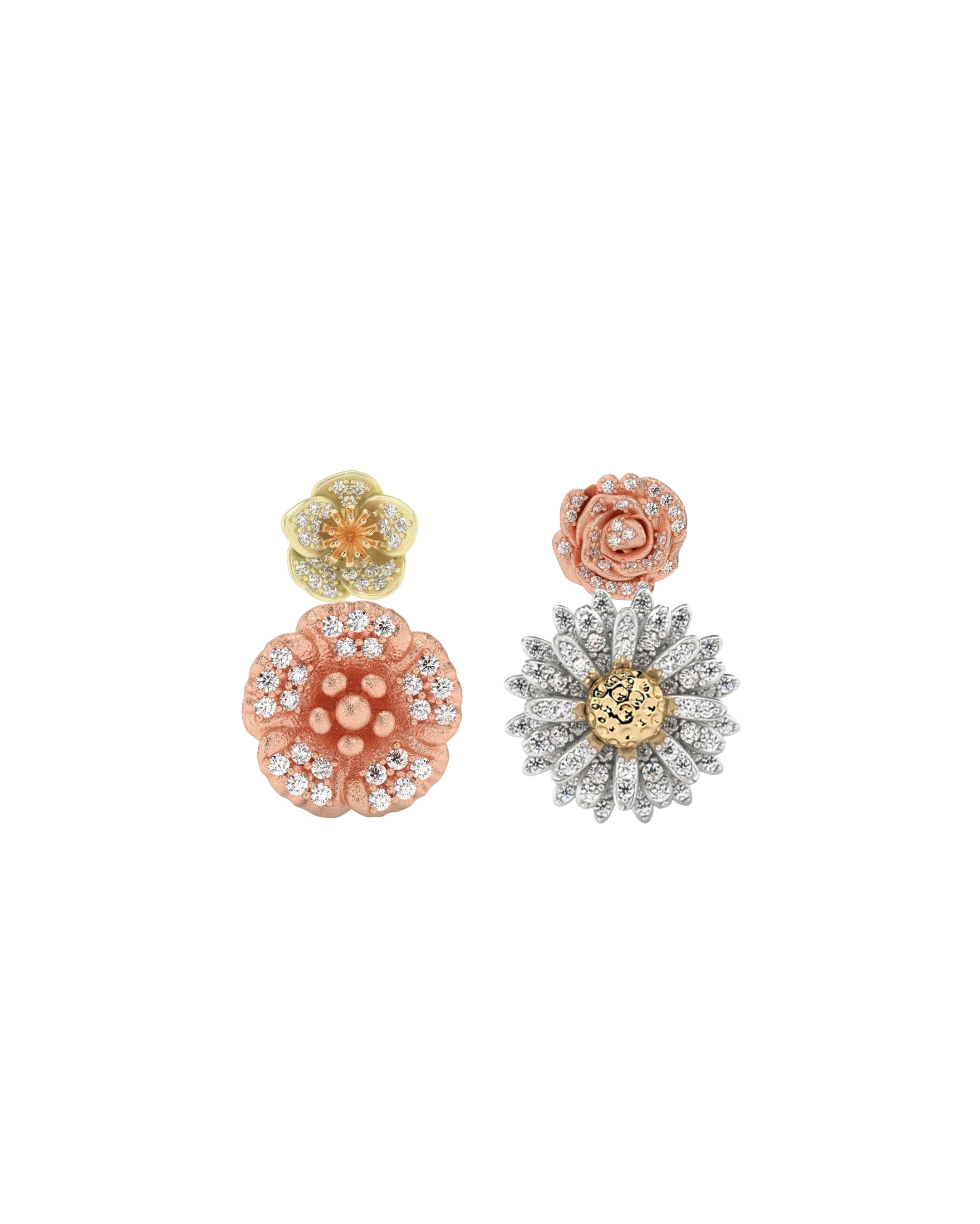Flora Pavé Diamond Drop Earrings