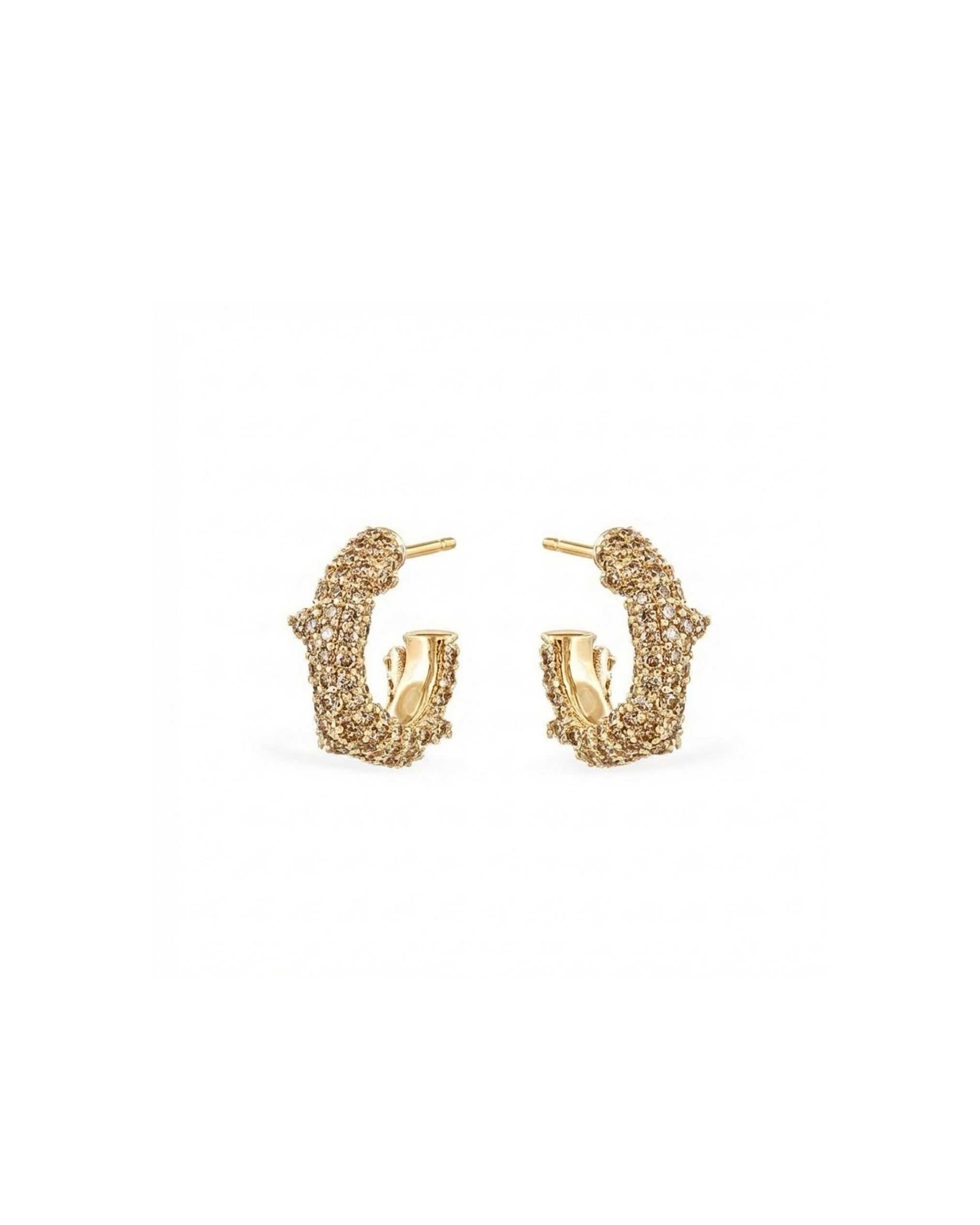 Flora Spina Nano Pavé Brown Diamond White Gold Earrings