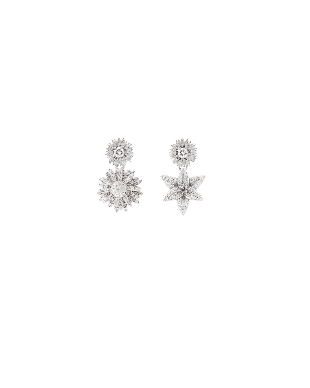FLORA Pave Diamond Drop Earrings - 18k