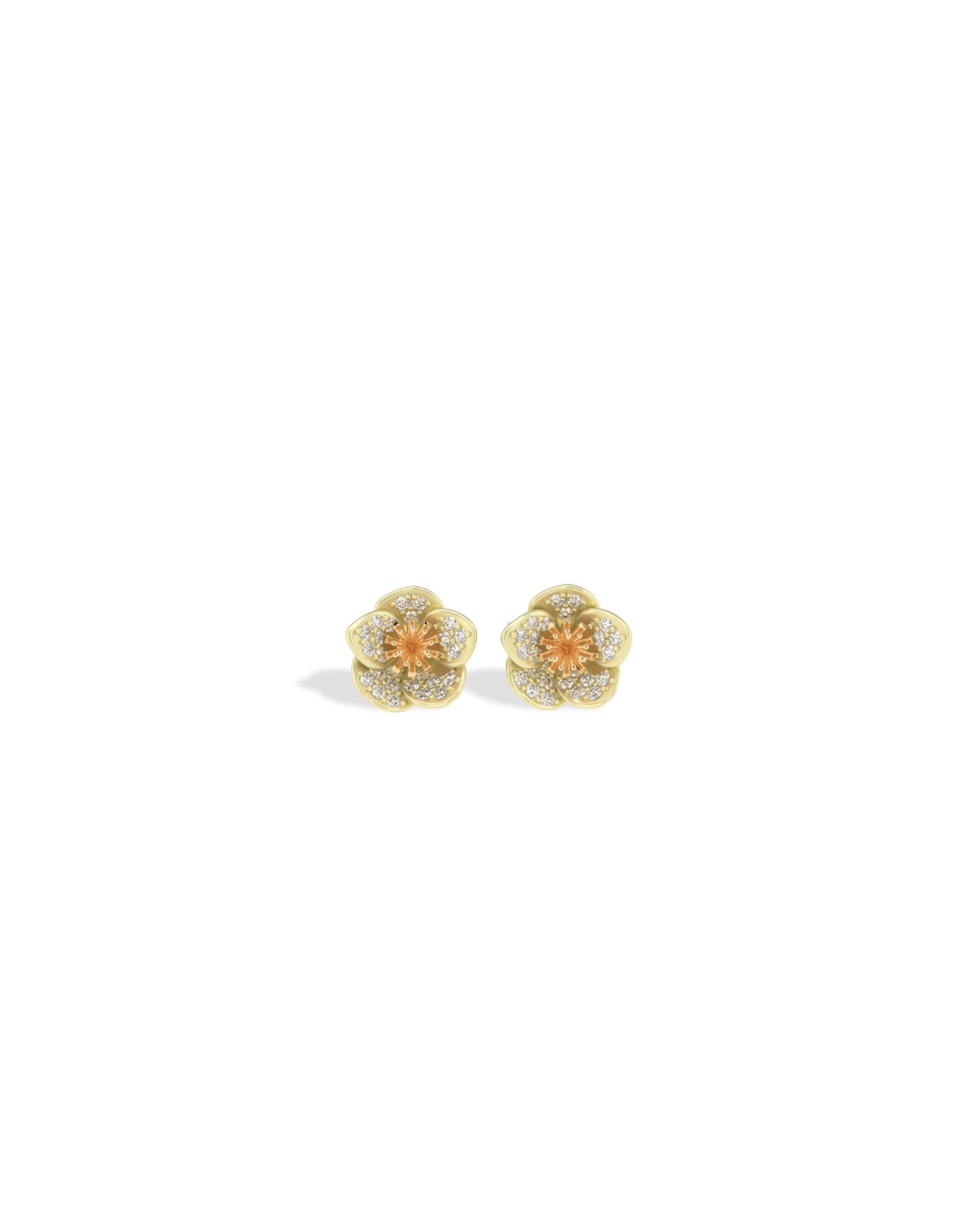Flora Hellebore Pavé Diamond Stud Earrings