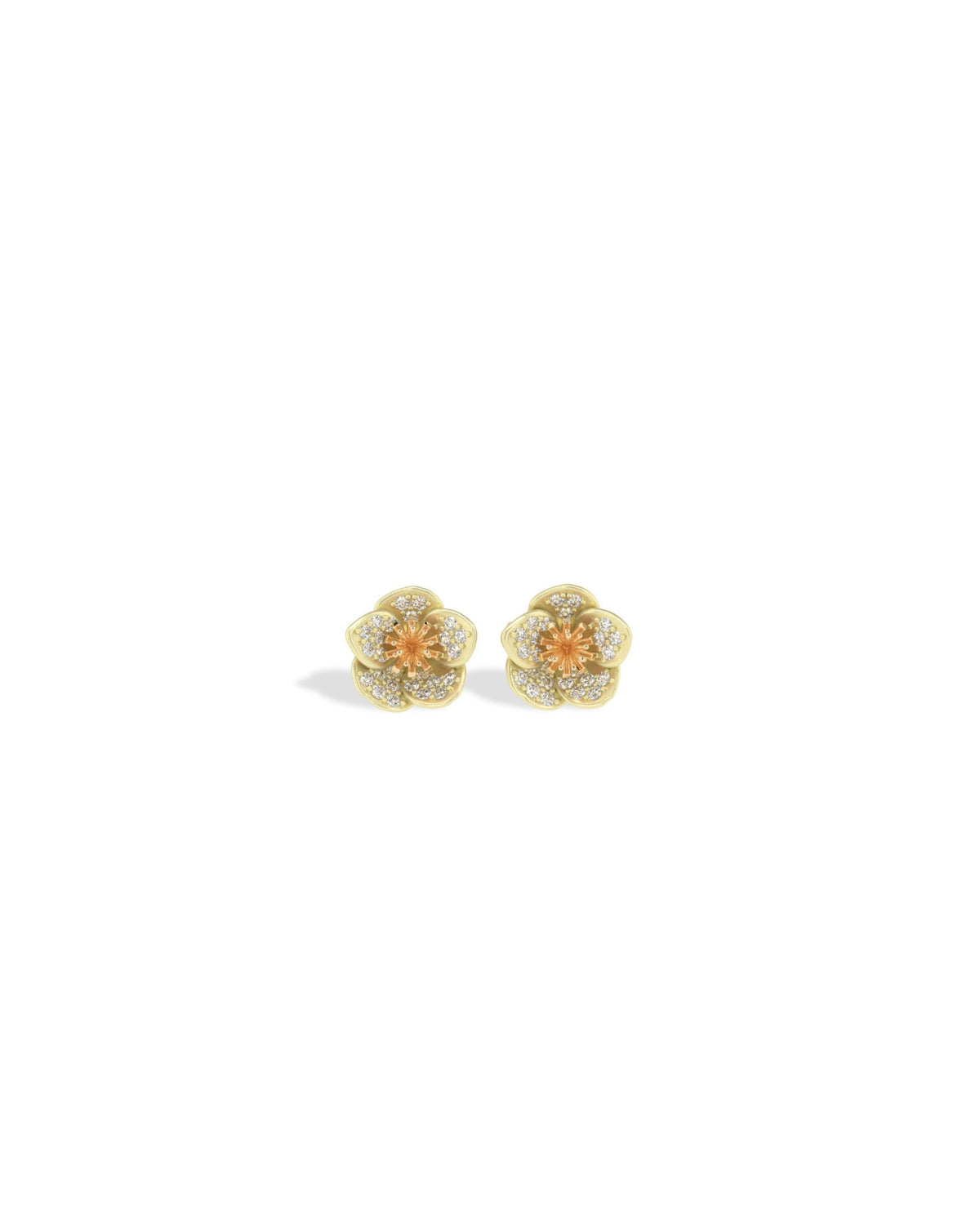 Flora Hellebore Pavé Diamond Stud Earrings