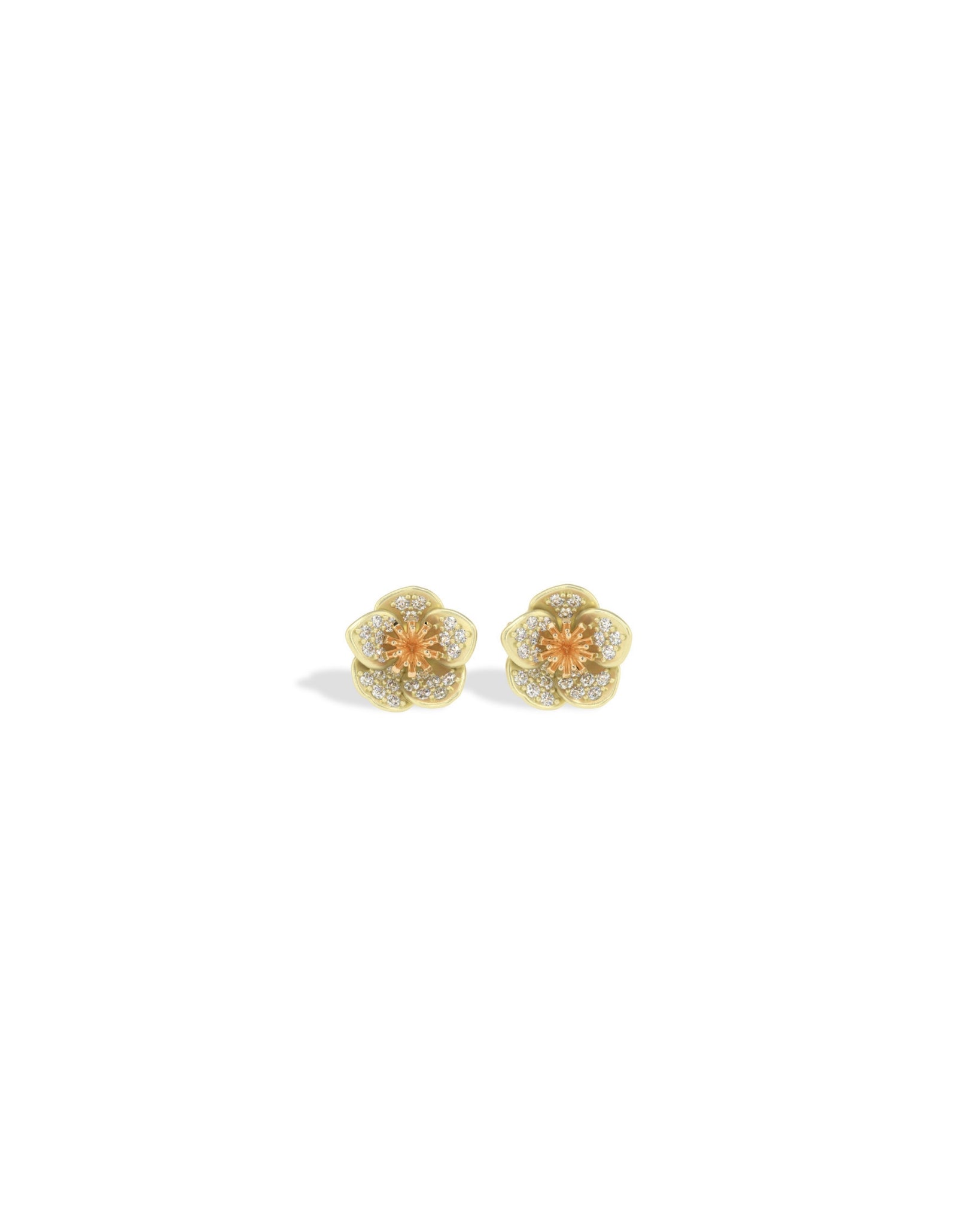 Hellebore Earring in Gold with Diamonds