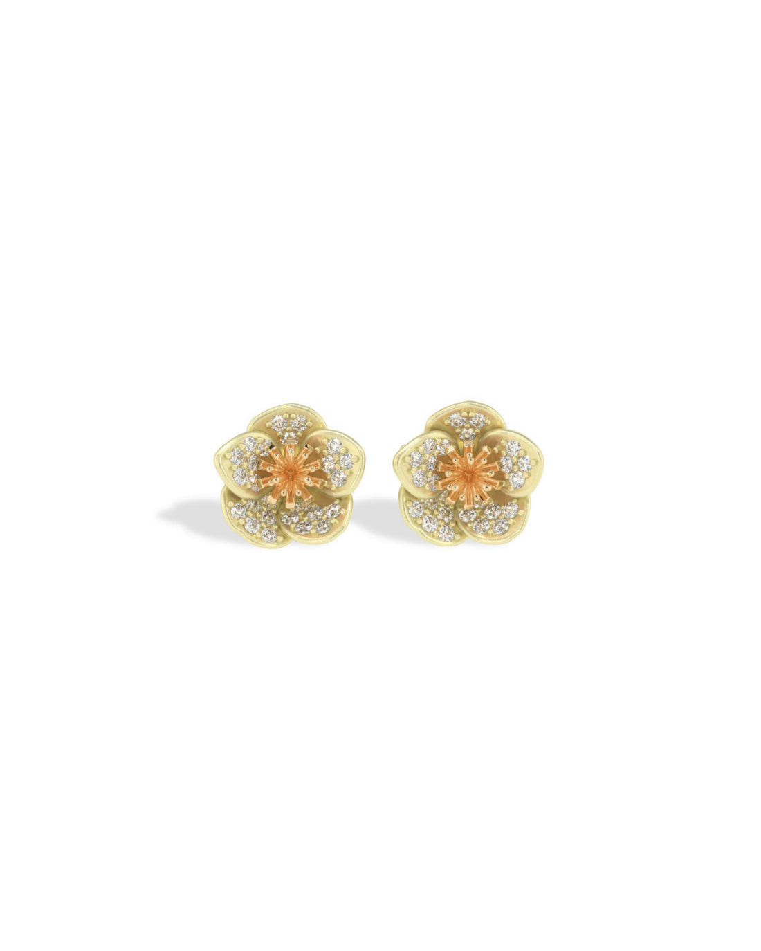 Flora Maxi Hellebore Pavé Diamond Stud Earrings
