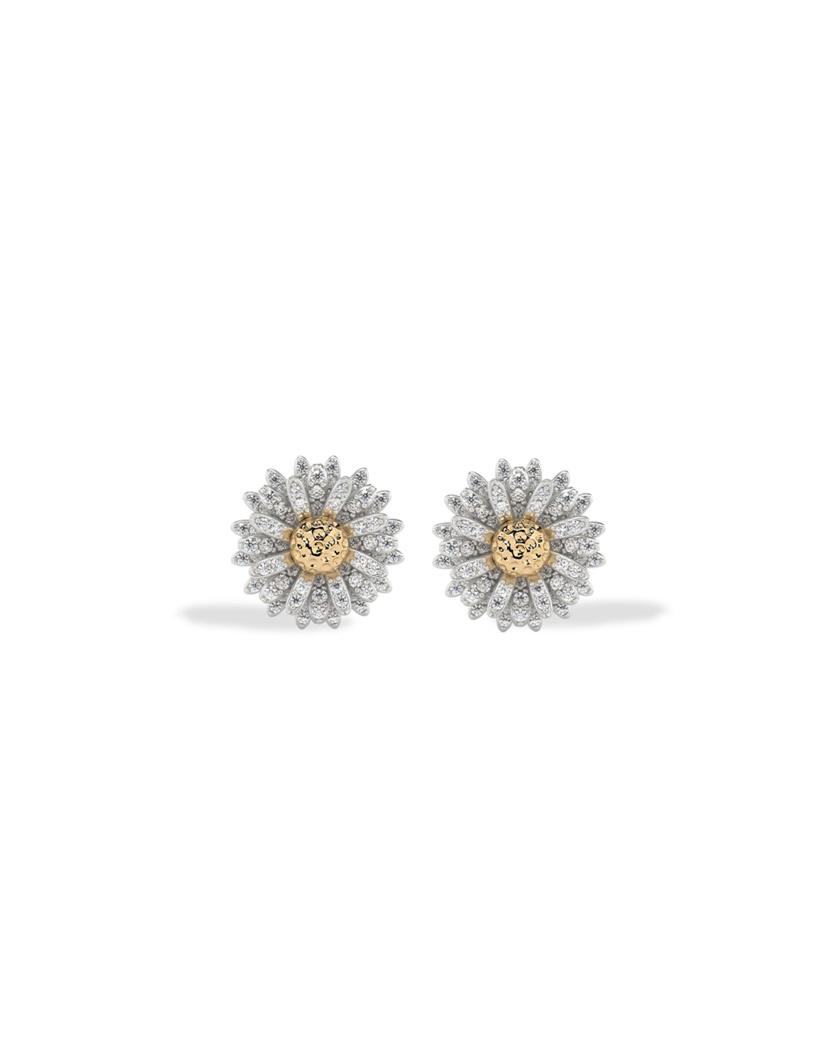 Maxi Daisy Earrings in Gold with Diamonds
