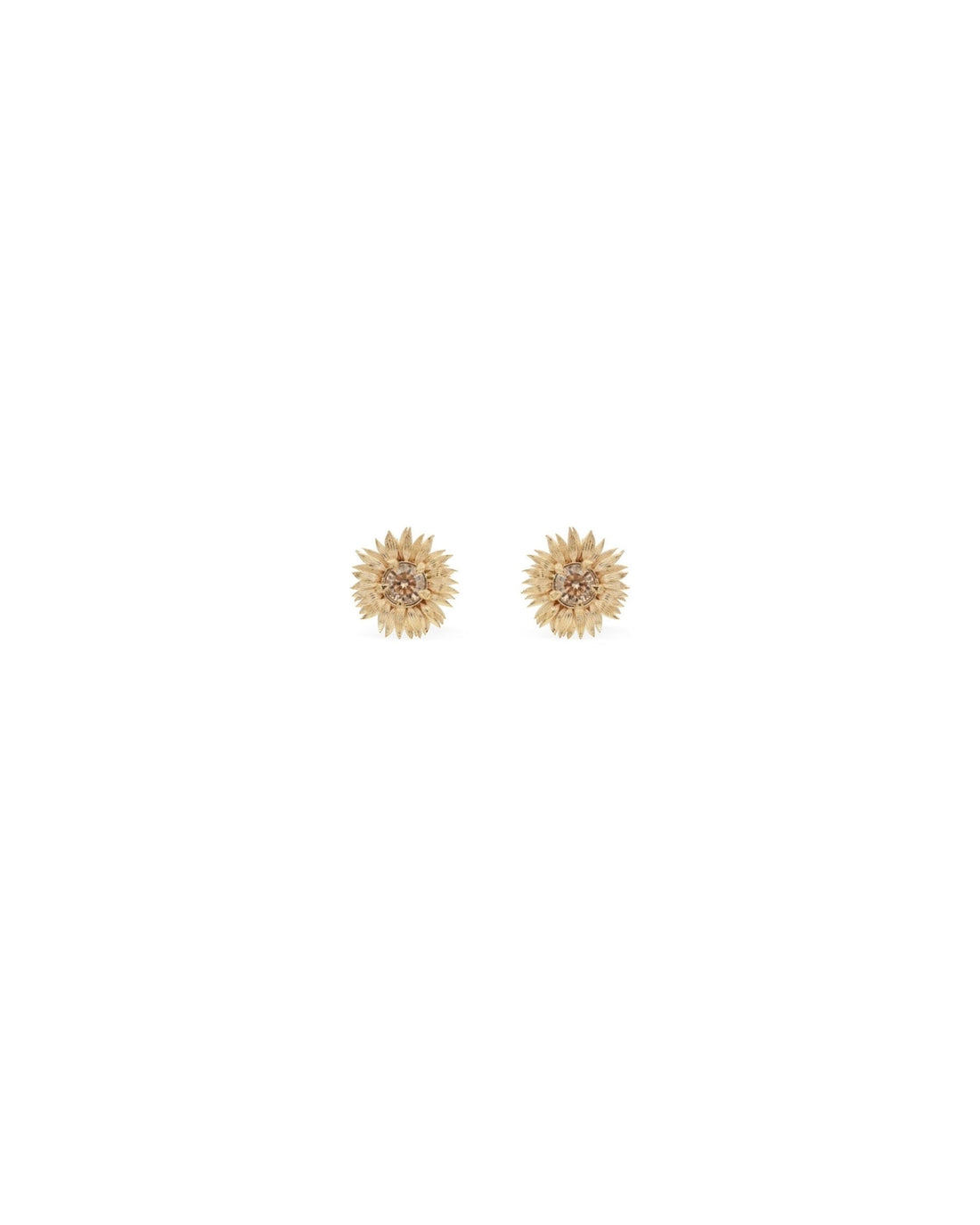Flora Sunflower Brown Diamond Stud Earrings