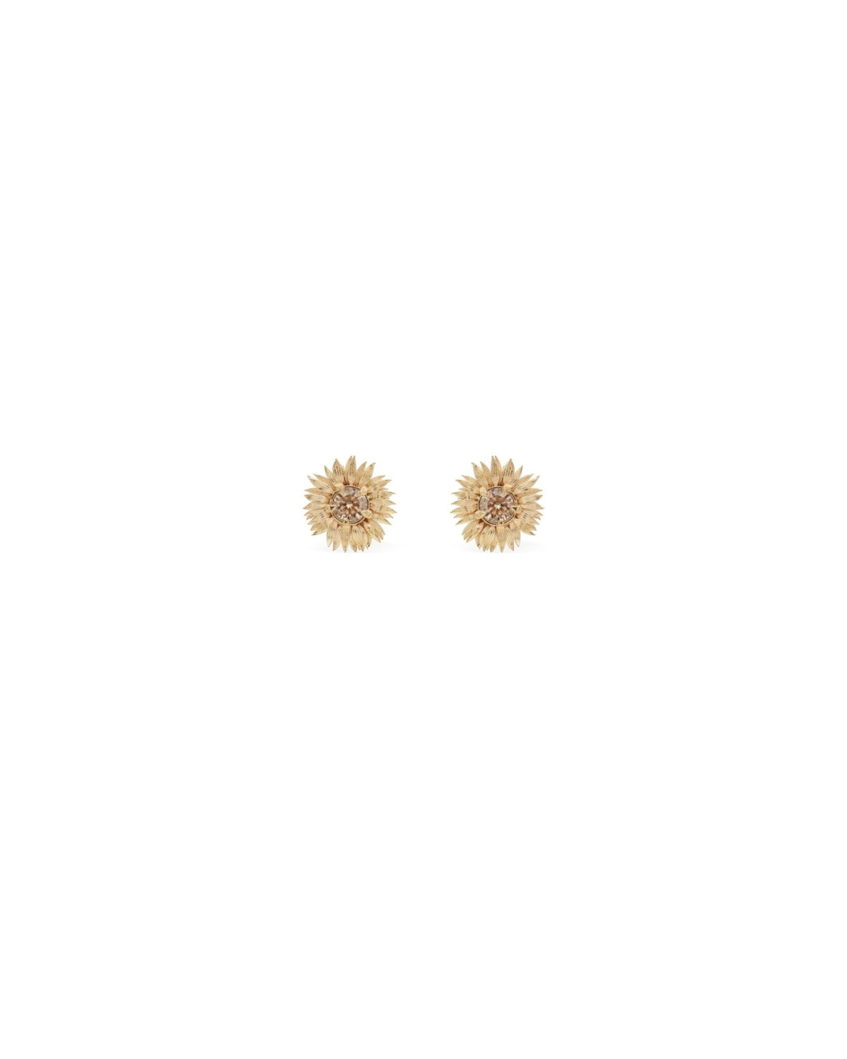 Flora Sunflower Brown Diamond Stud Earrings