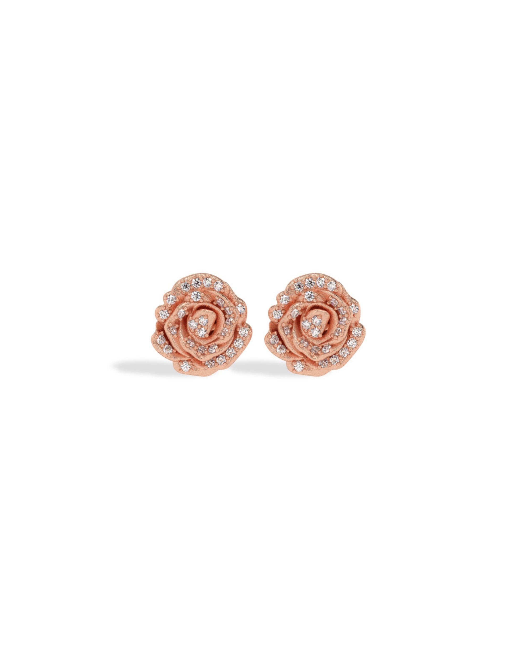 Flora Maxi Rose Pavé Diamond Stud Earrings