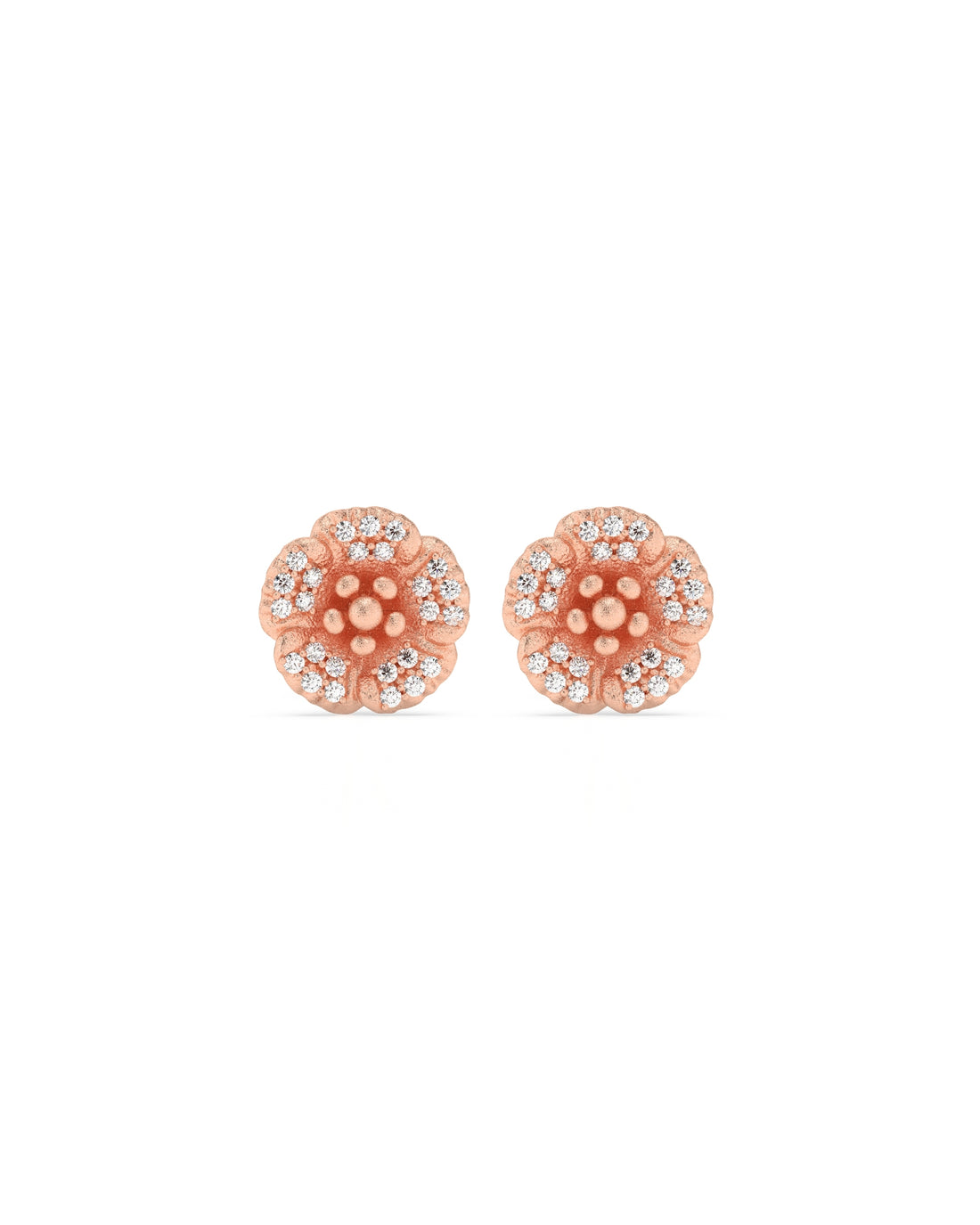 Flora Maxi Petunia Pavé Diamond Stud Earrings