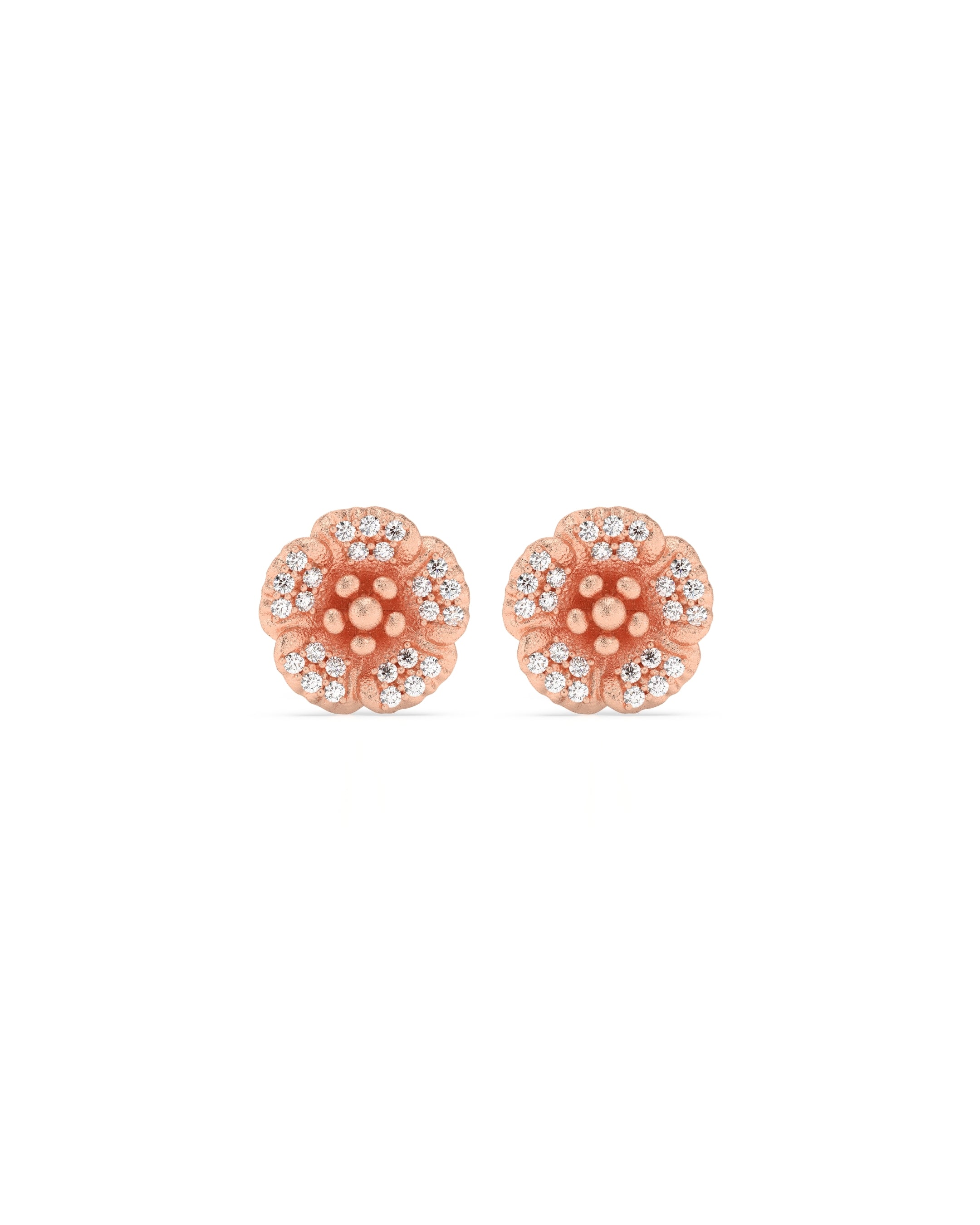 Flora Maxi Petunia Pavé Diamond Stud Earrings