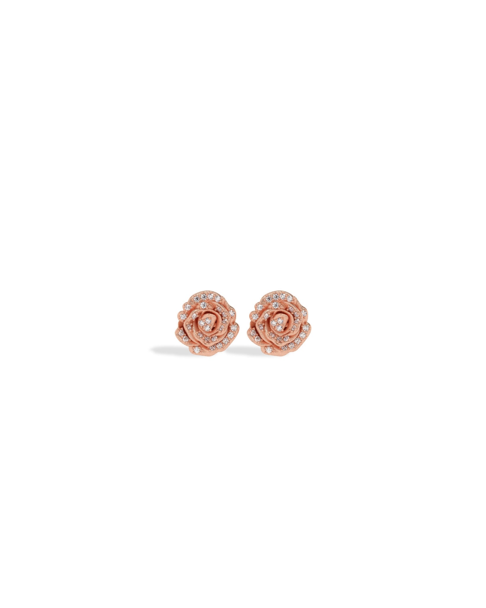 Rose Earrings in Gold with Diamonds