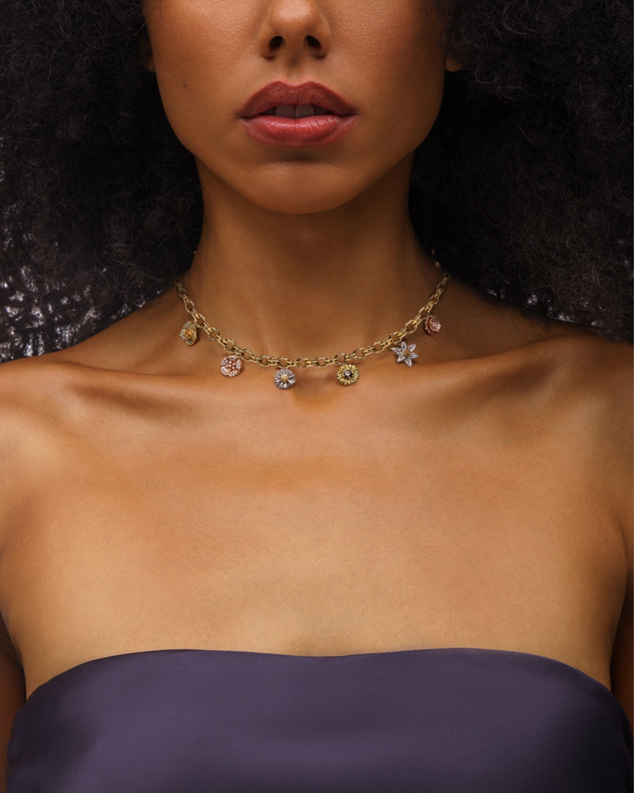 Flora Maxi Pavé Diamond Multi Charm Necklace