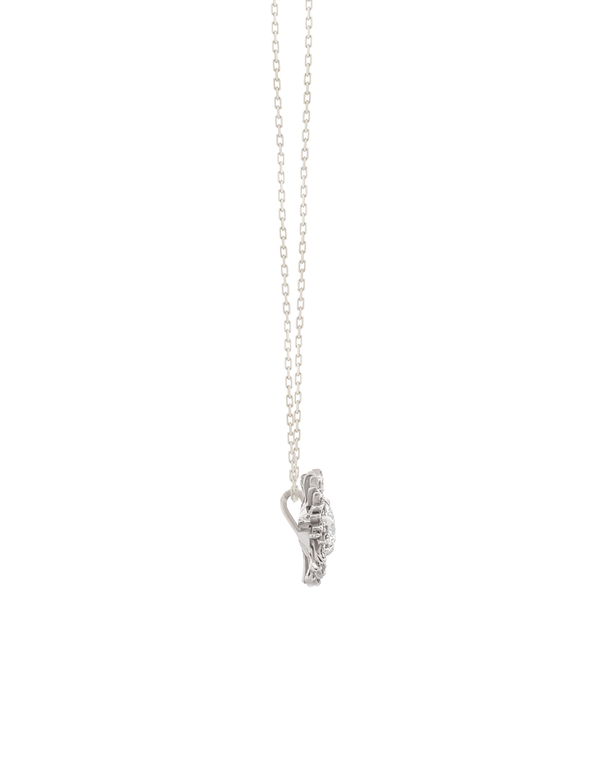 Flora Maxi Sunflower Pavé Diamond White Gold Necklace