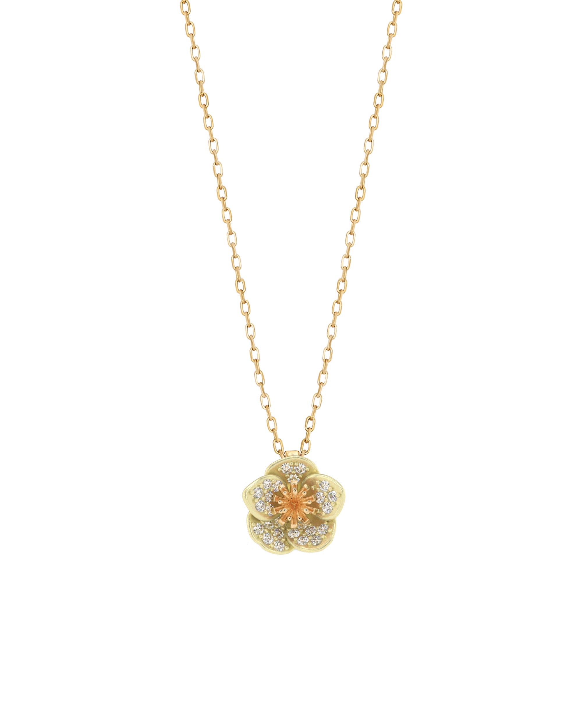 Flora Maxi Hellebore Pavé Diamond Necklace