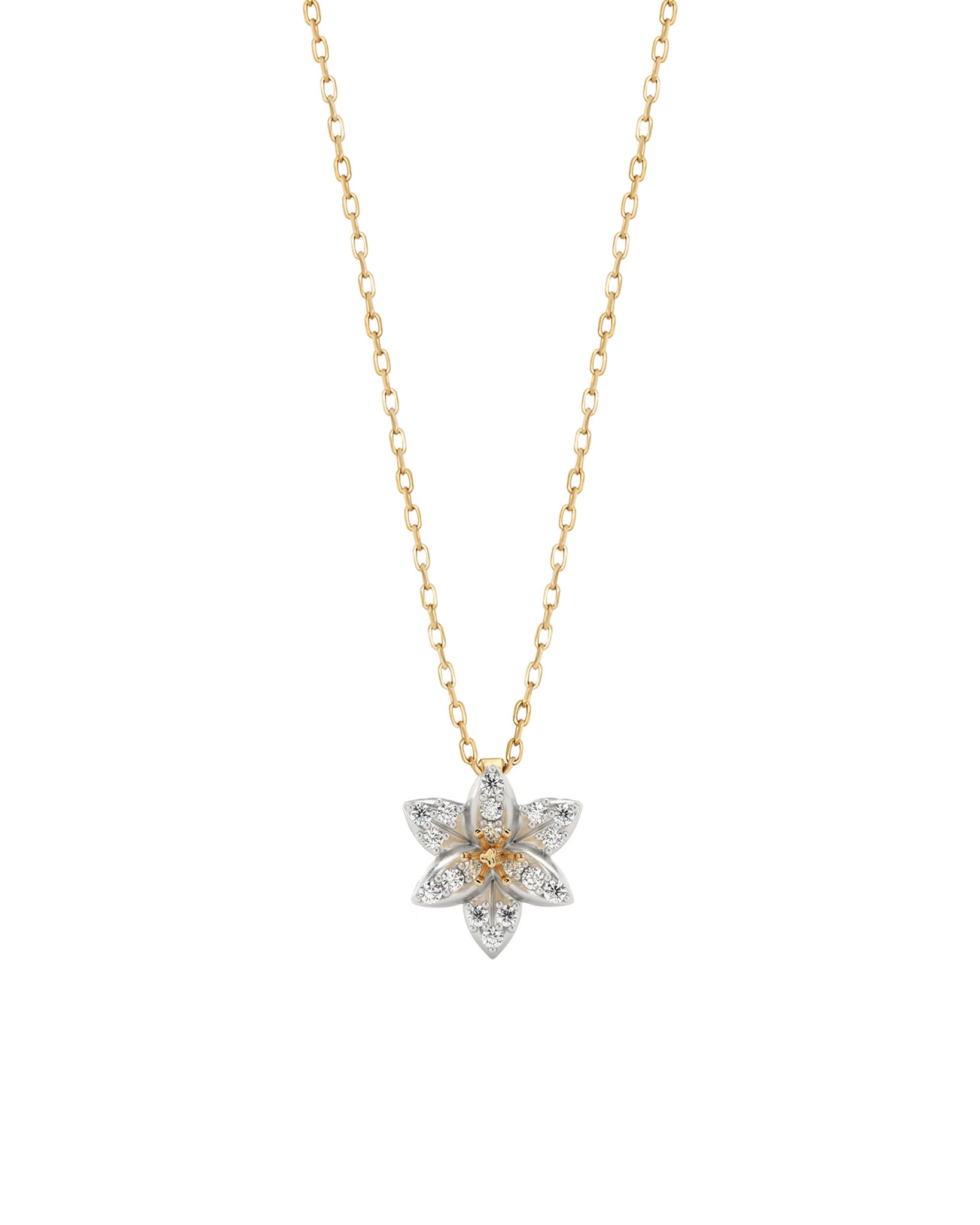 lily flower necklace Flora Lily Large Diamond Necklace - 14K Gold