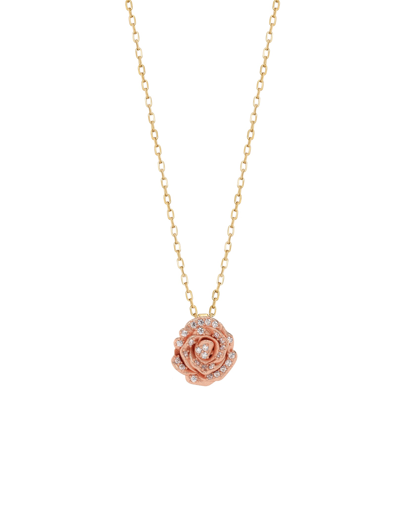 Maxi Rose Necklace in Gold with Diamonds