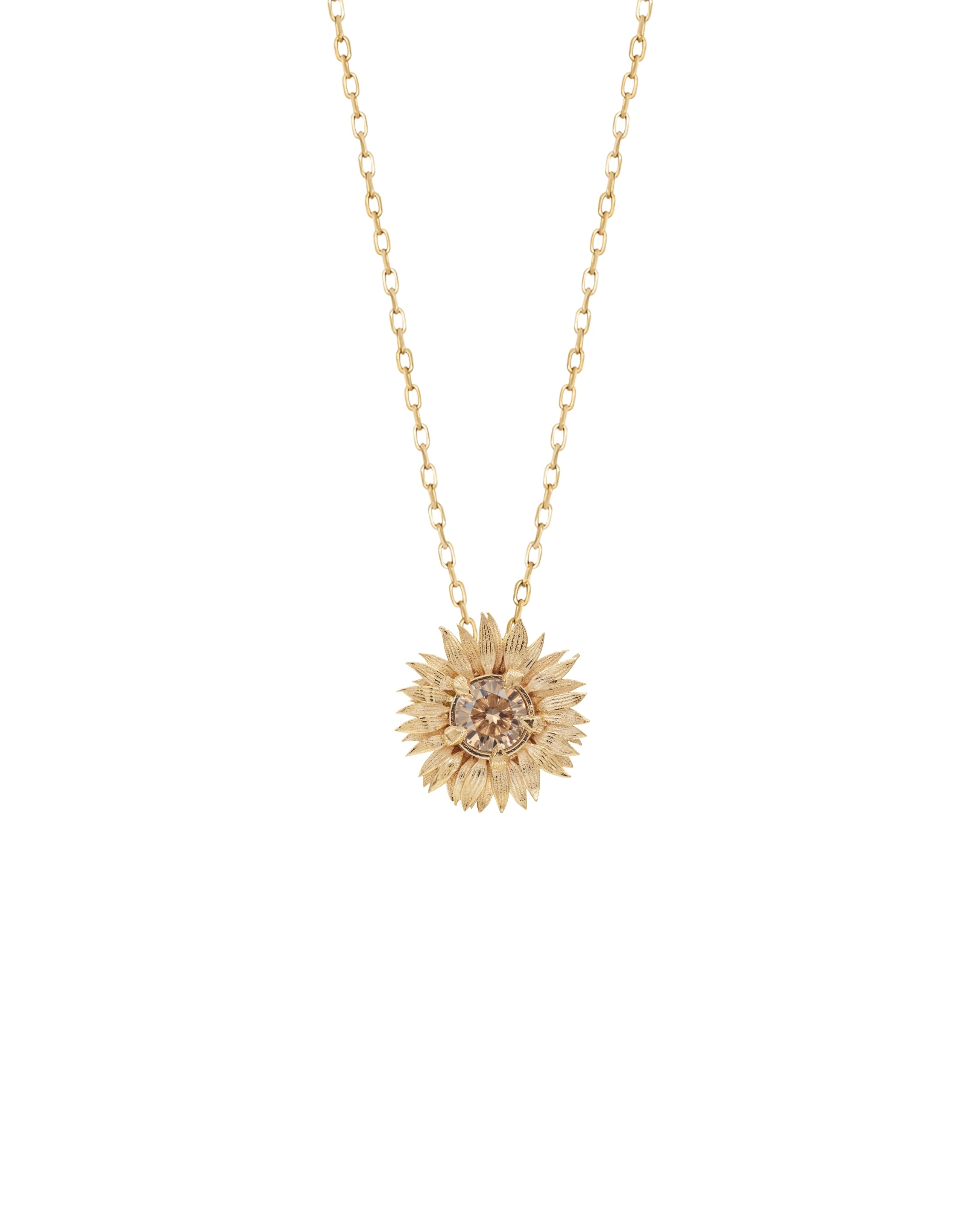 Flora Maxi Sunflower Brown Diamond Necklace
