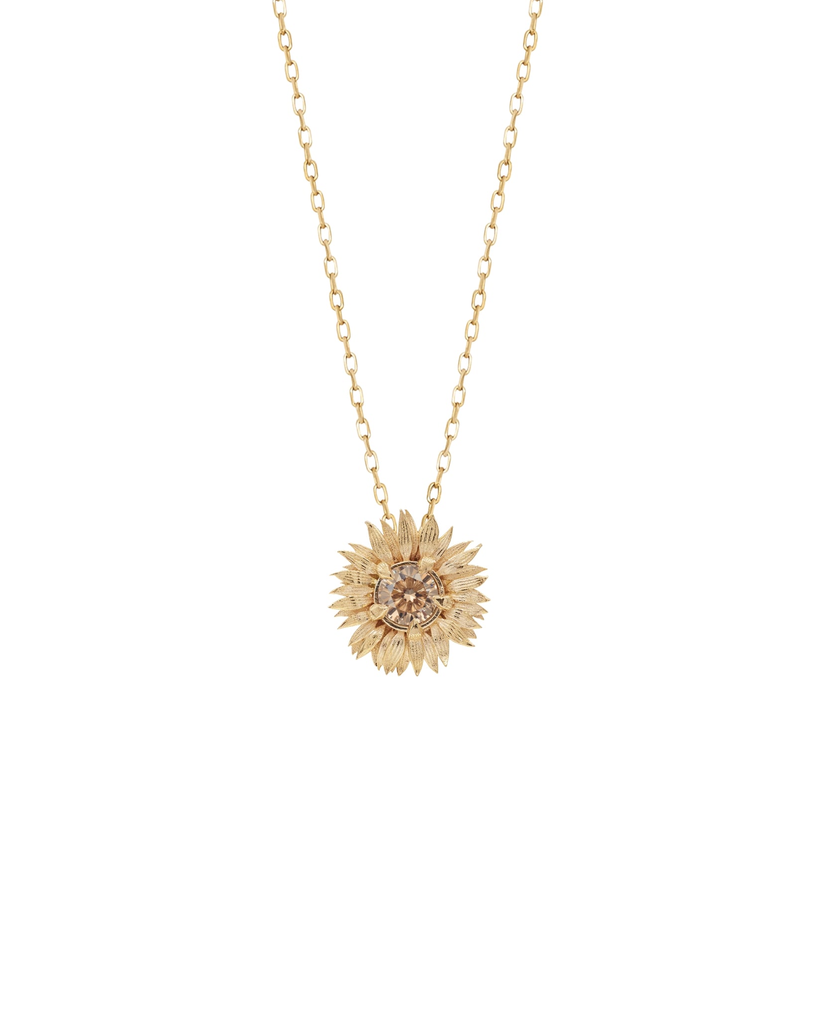 Limited Edition FLORA Brown Diamond Maxi Sunflower Charm Necklace
