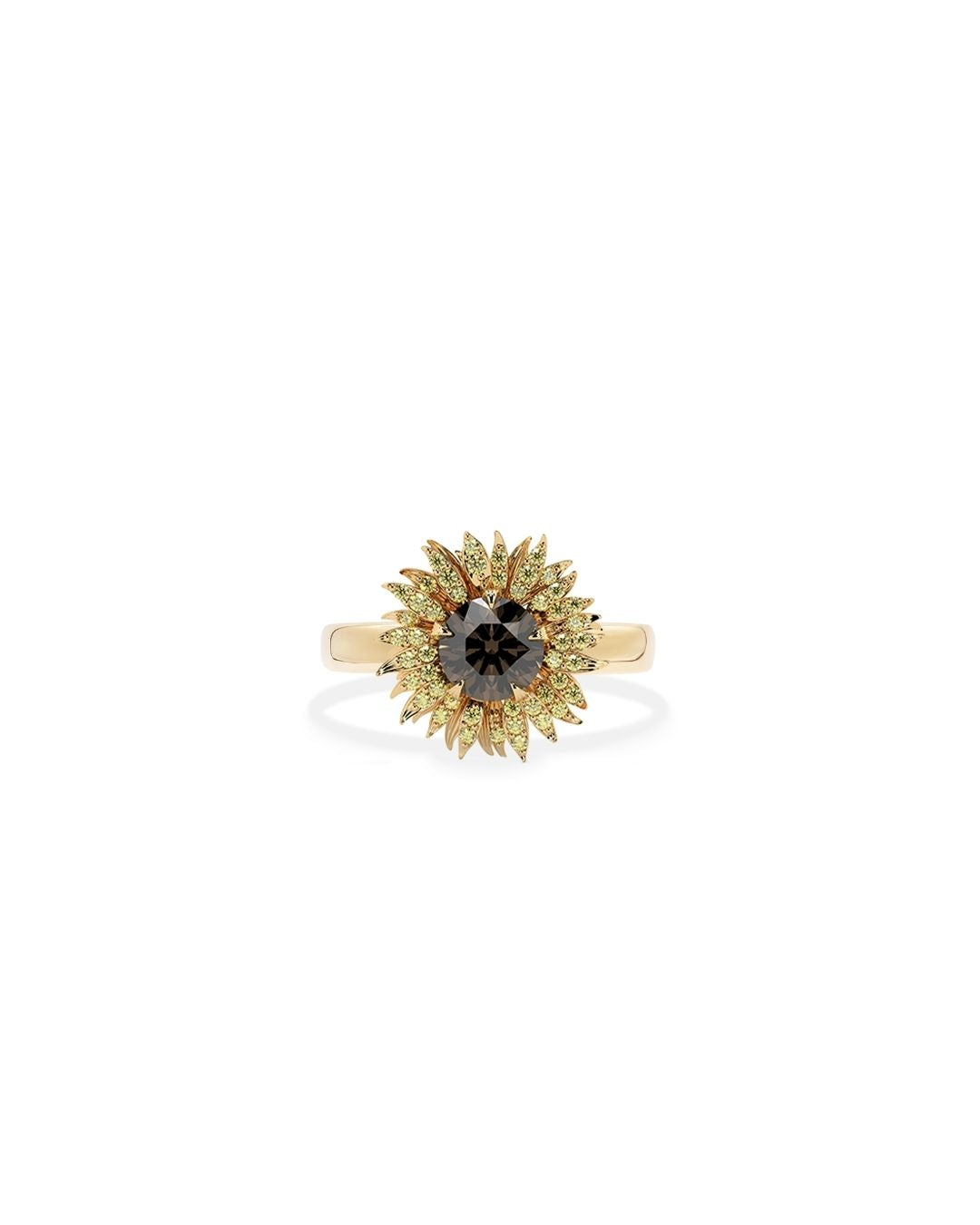 Maxi Sunflower Ring in Gold with Yellow and Brown Diamonds
