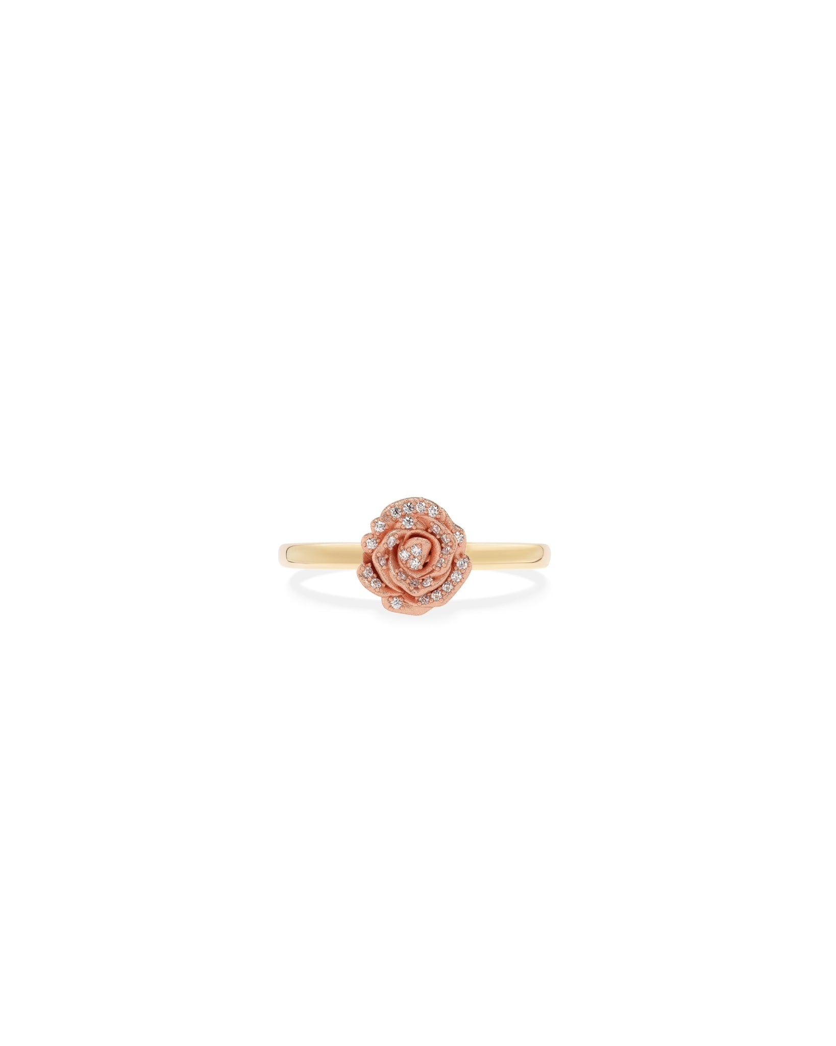 Rose Ring in Gold with Diamonds