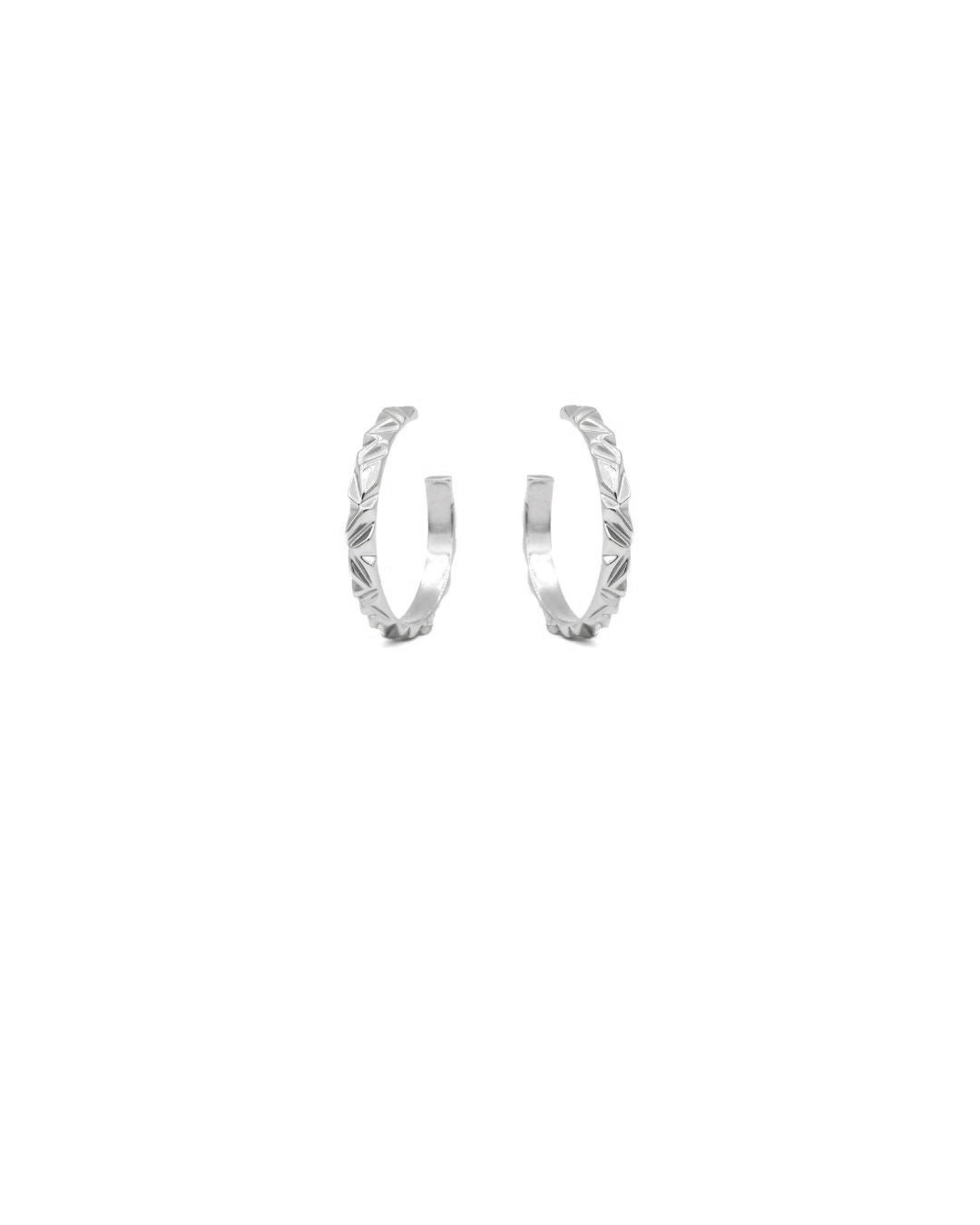 Mirror Midi Sterling Silver Hoop Earrings
