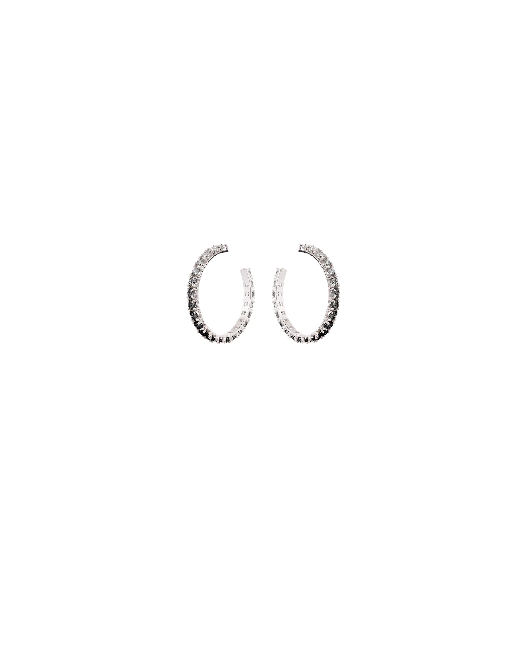 Spectrum Macro White & Black Diamond Hoop Earrings