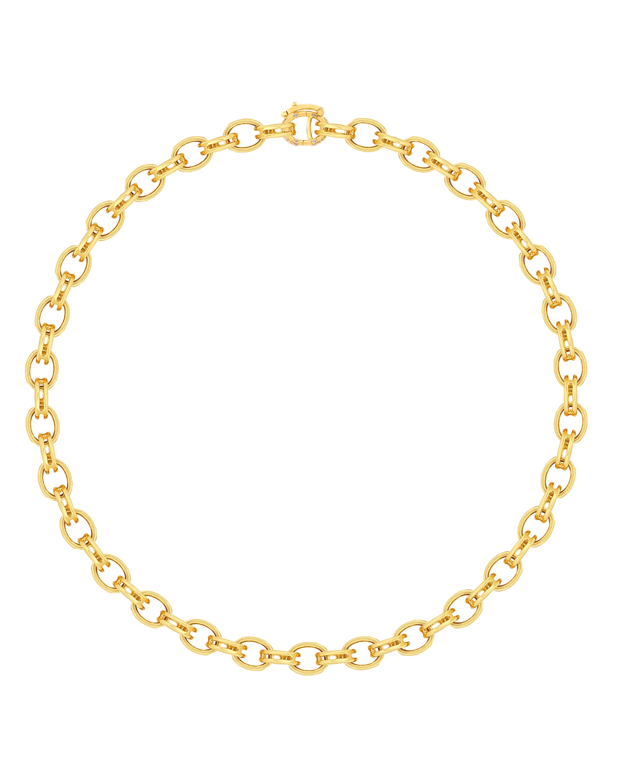 Frame Macro Link Pavé Diamond Necklace
