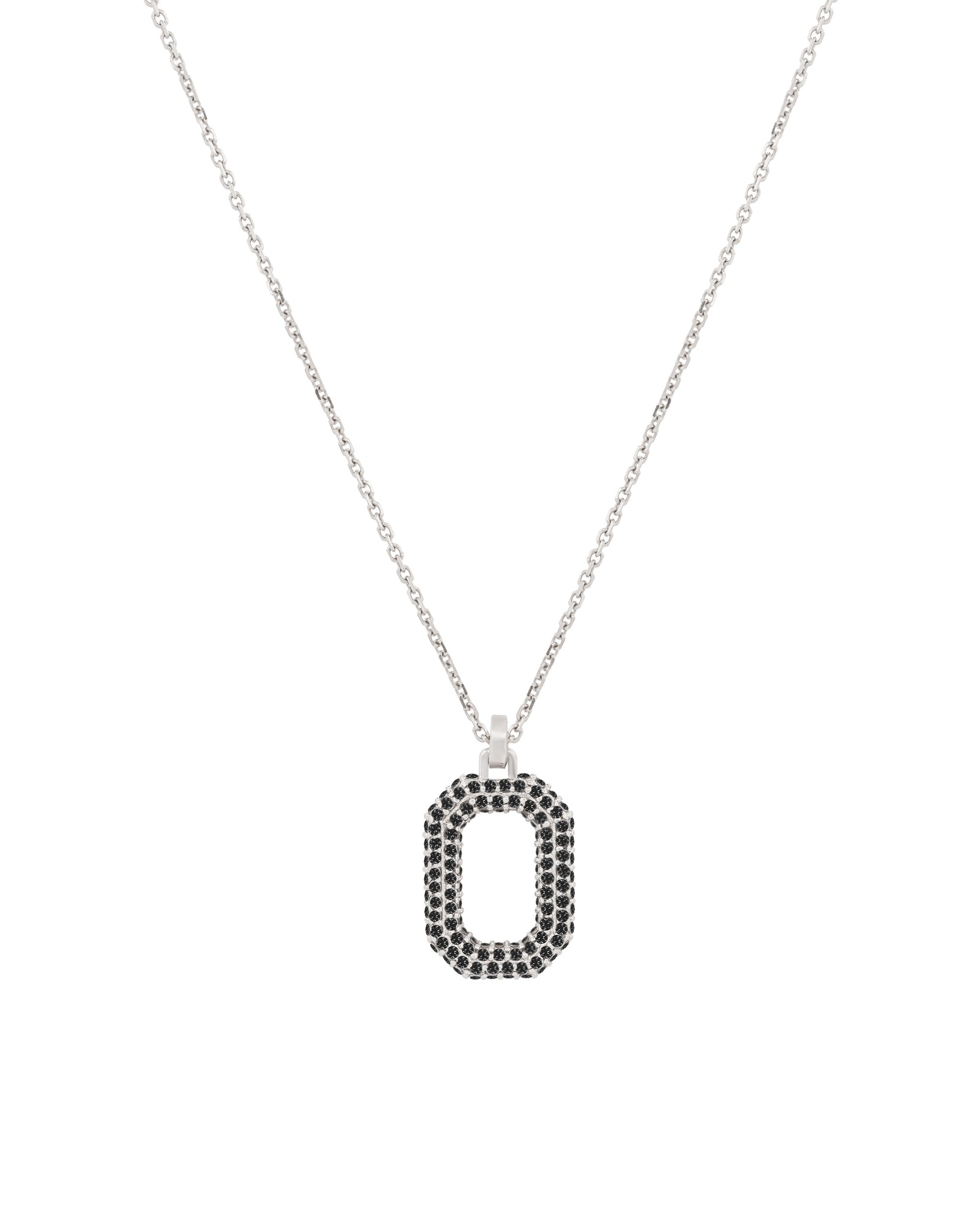 18k Pave Black Diamond Mirror Logo Pendant Necklace