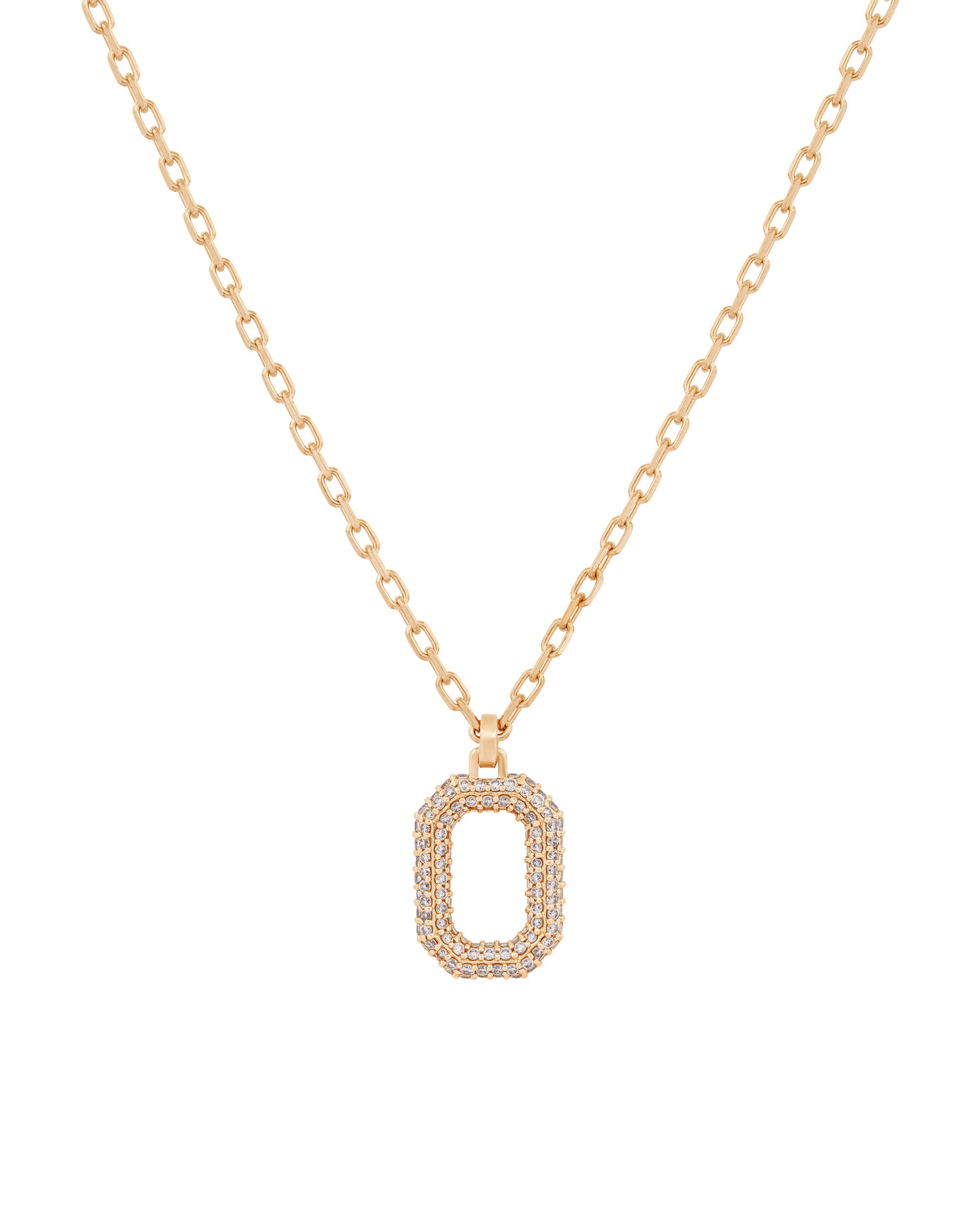 18k Pave White Diamond Mirror Logo Pendant Necklace