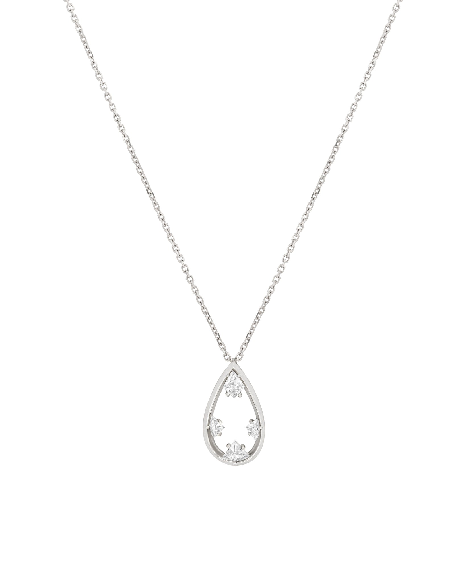 18k Empty Tears White Diamond Pendant Necklace
